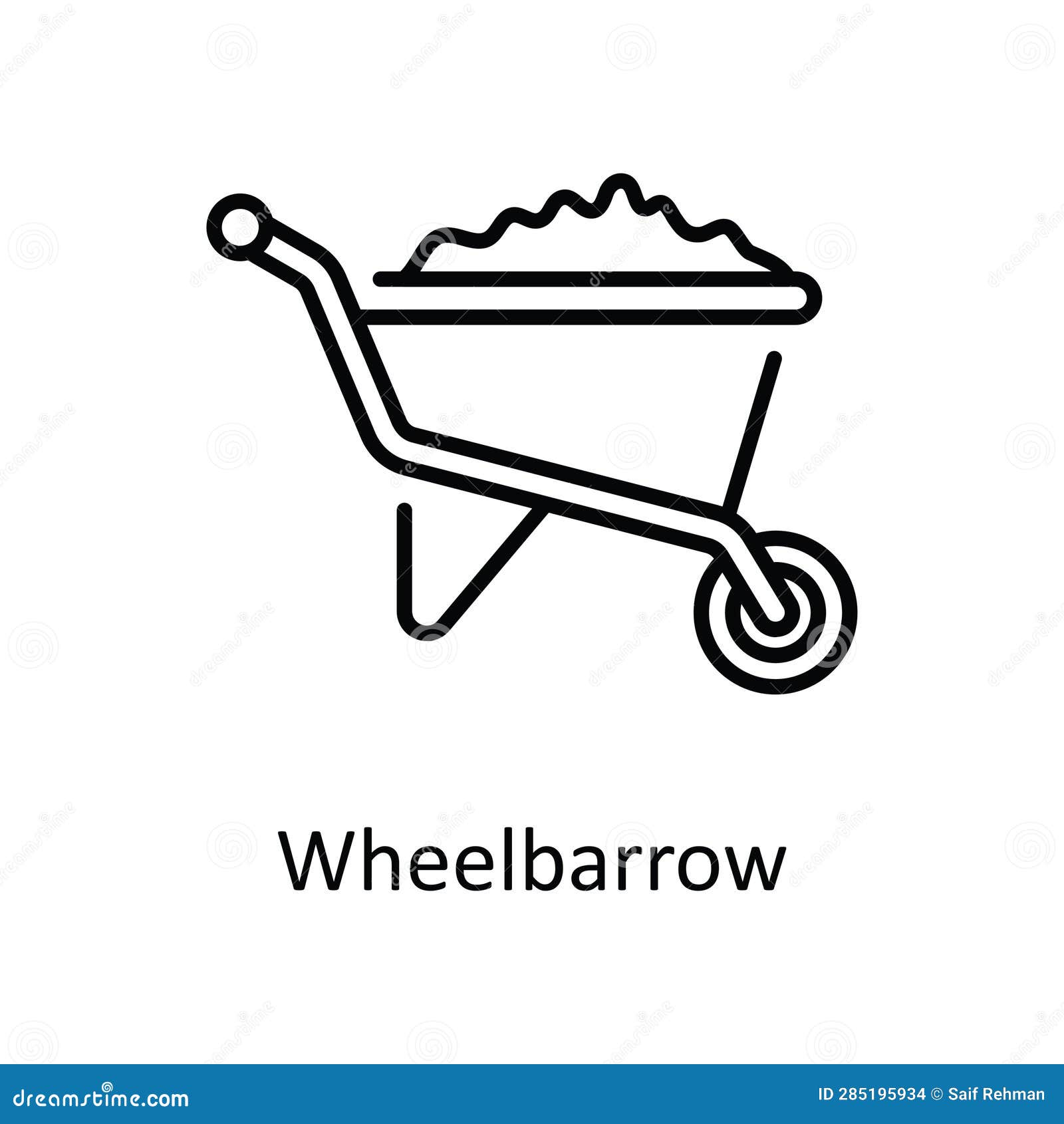 Wheelbarrow Vector Outline Icon Design Illustration. Home Repair and ...