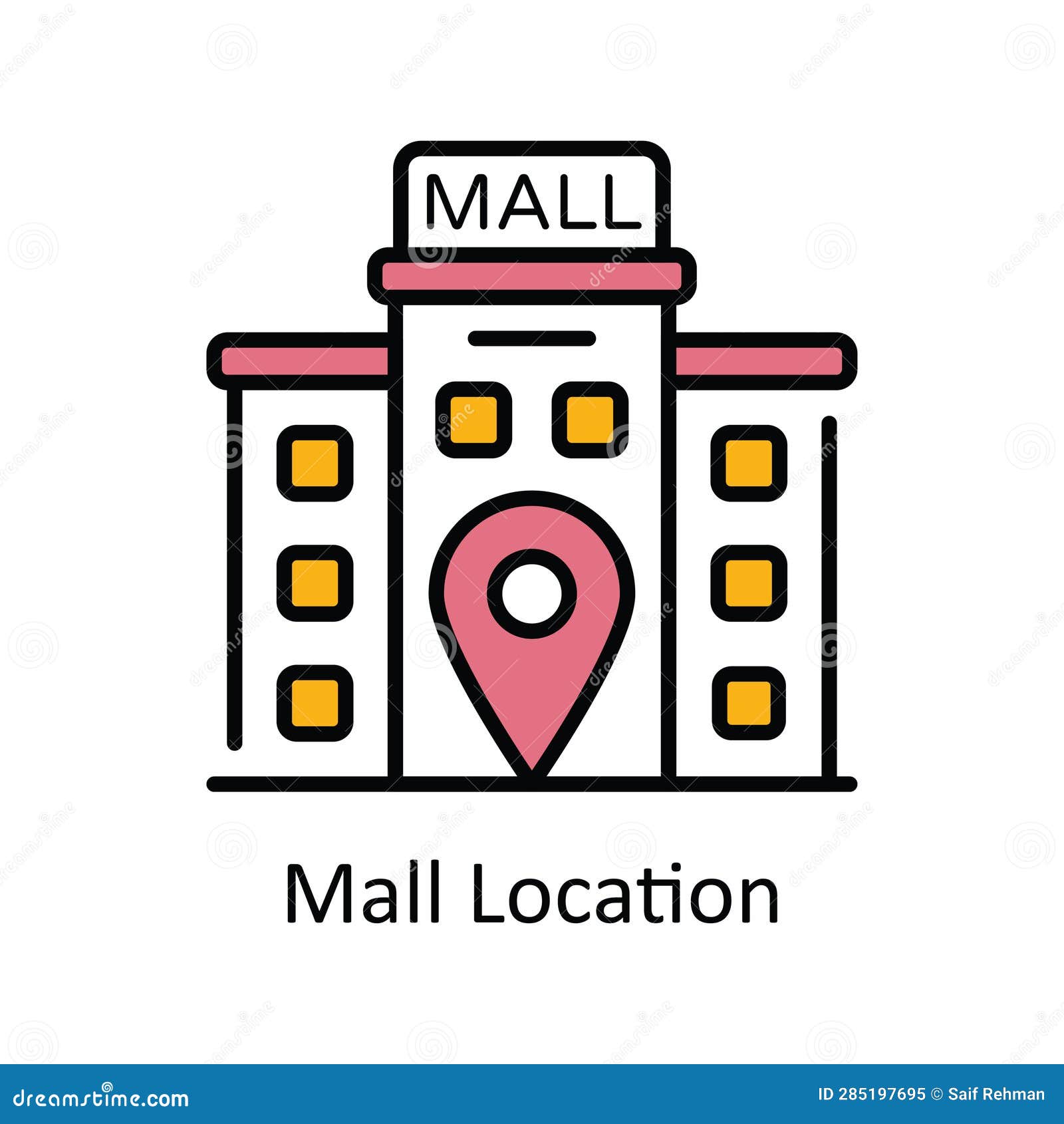 Mall Location Vector Fill Outline Icon Design Illustration. Map and
