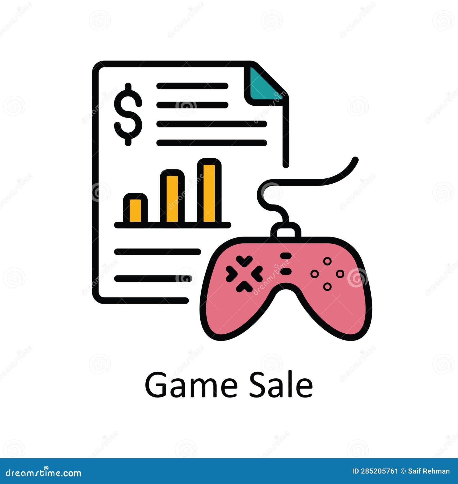 Game Sale Vector Fill Outline Icon Design Illustration. Online