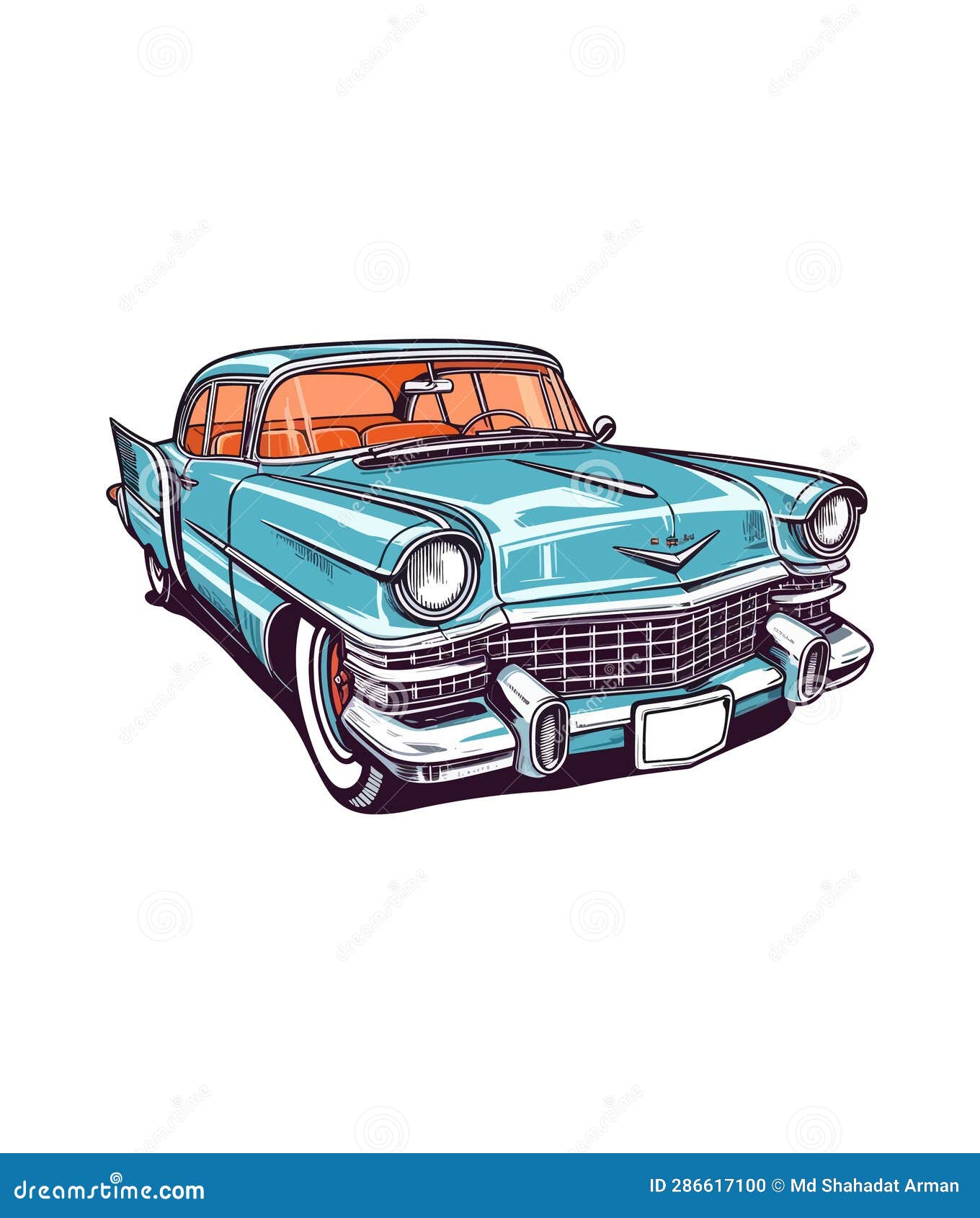 Classic American Car Style. Vintage Vehicle Vector Illustration