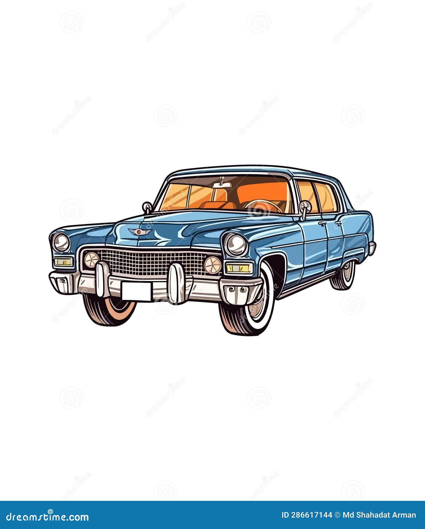 Classic American Car Style. Vintage Vehicle Vector Illustration