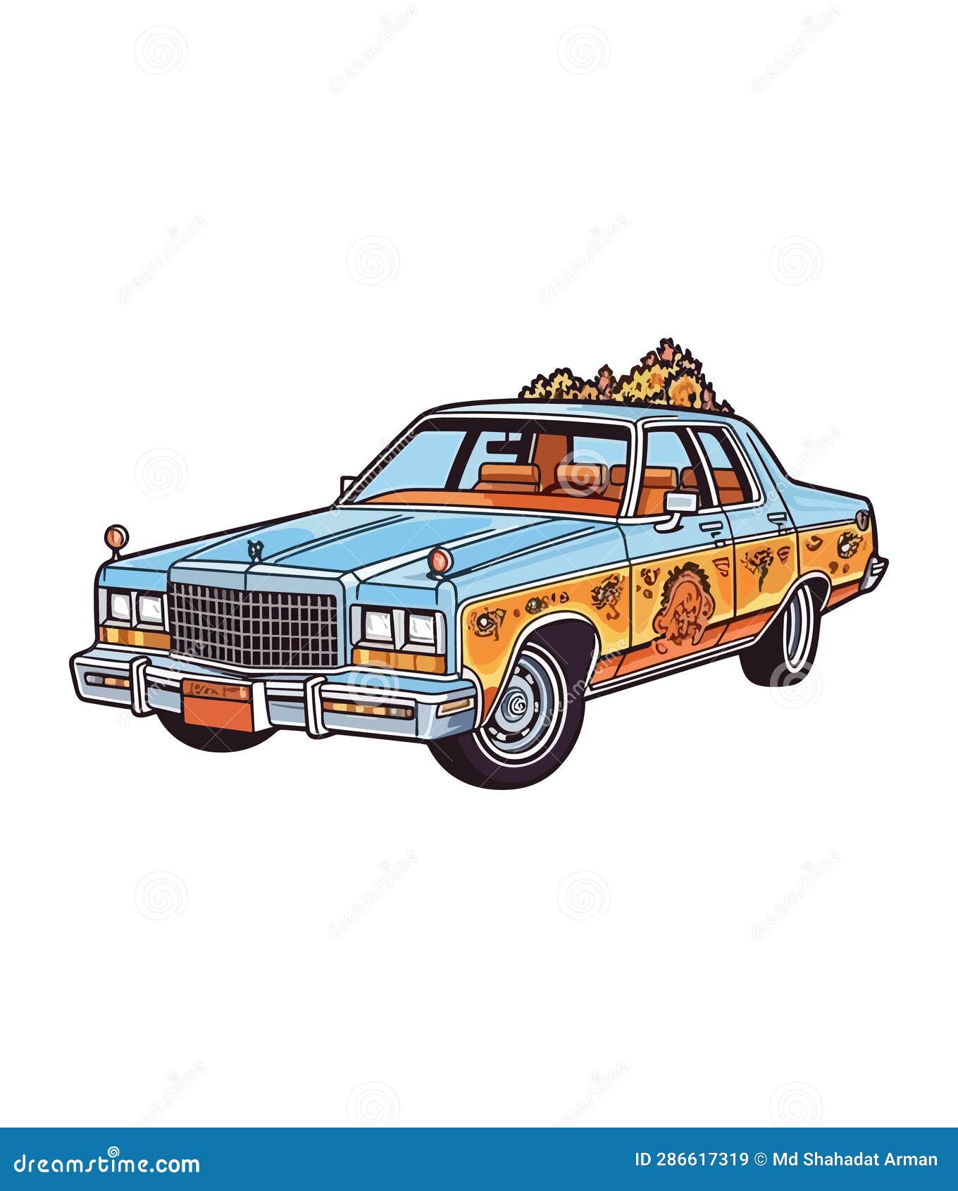 Classic American Car Style. Vintage Vehicle Vector Illustration
