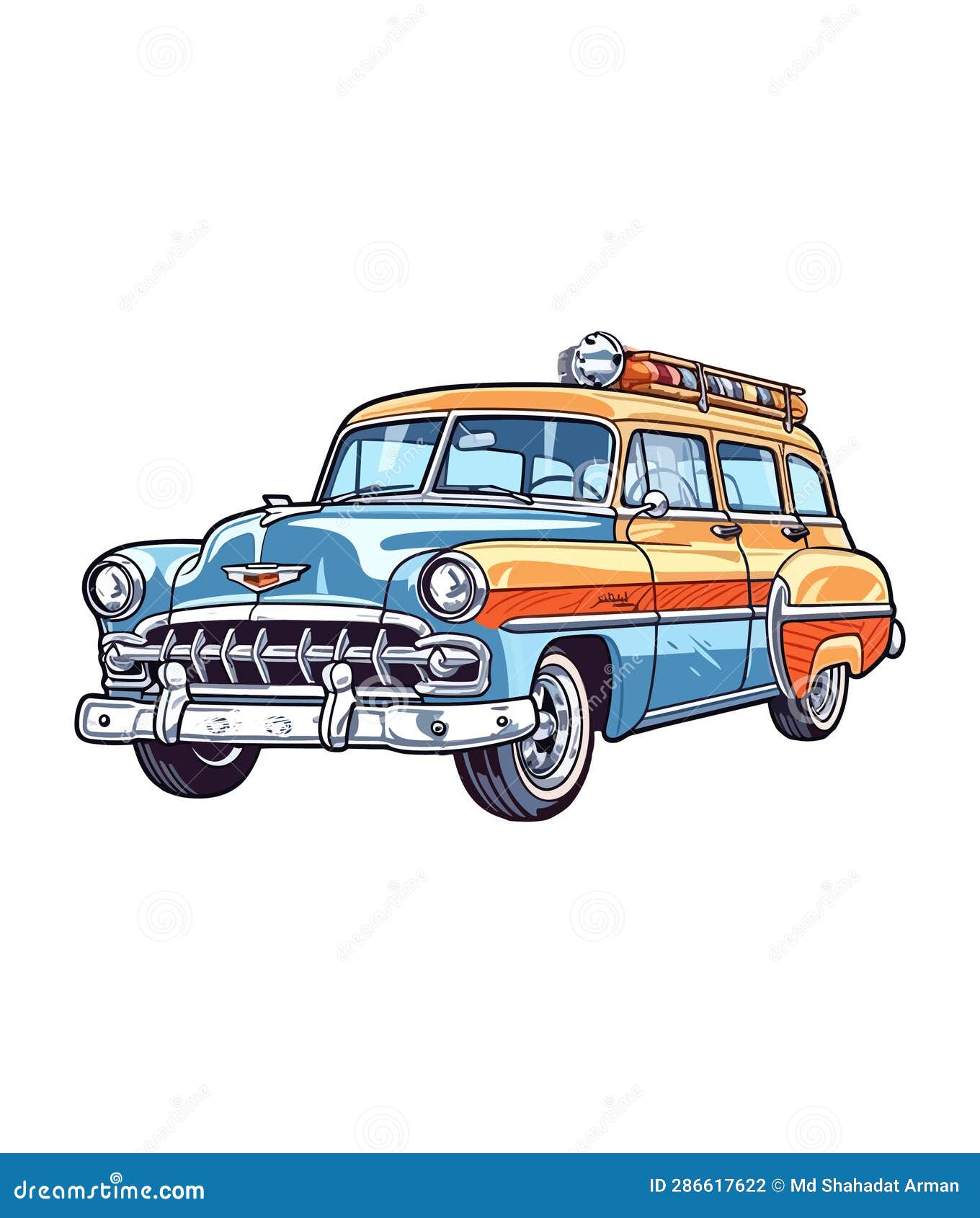 Classic American Car Style. Vintage Vehicle Vector Illustration