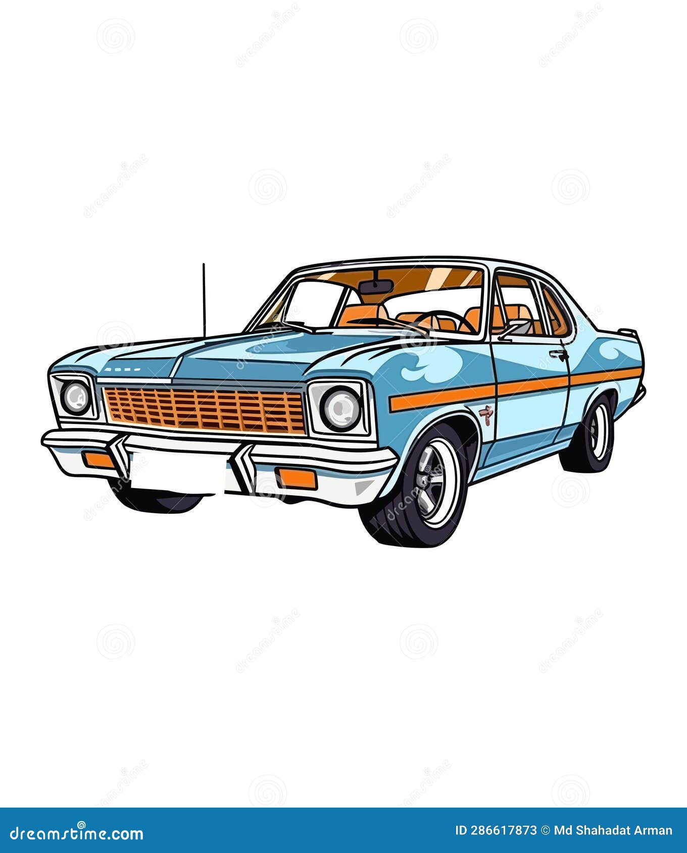 Classic American Car Style. Vintage Vehicle Vector Illustration