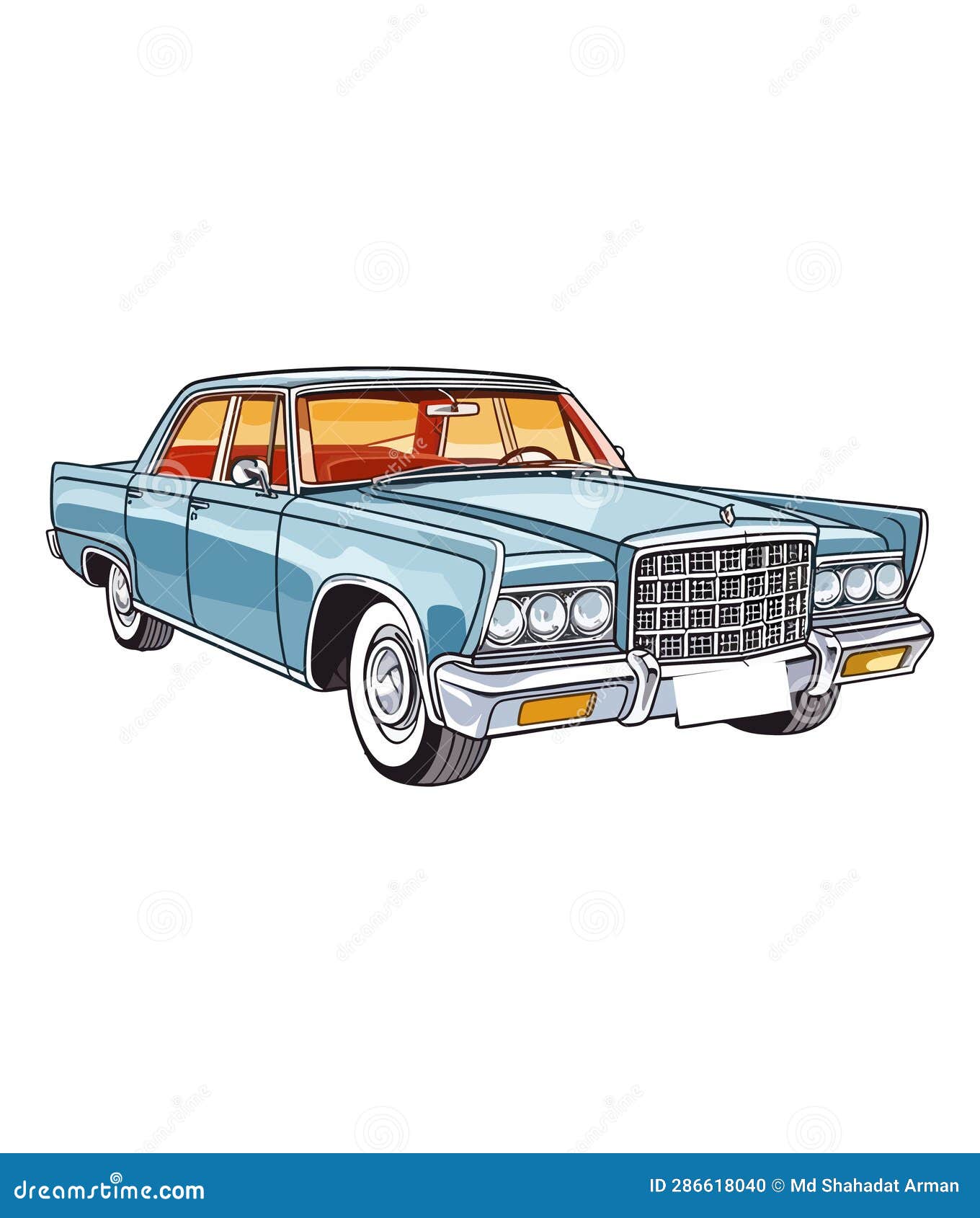 Classic American Car Style. Vintage Vehicle Vector Illustration