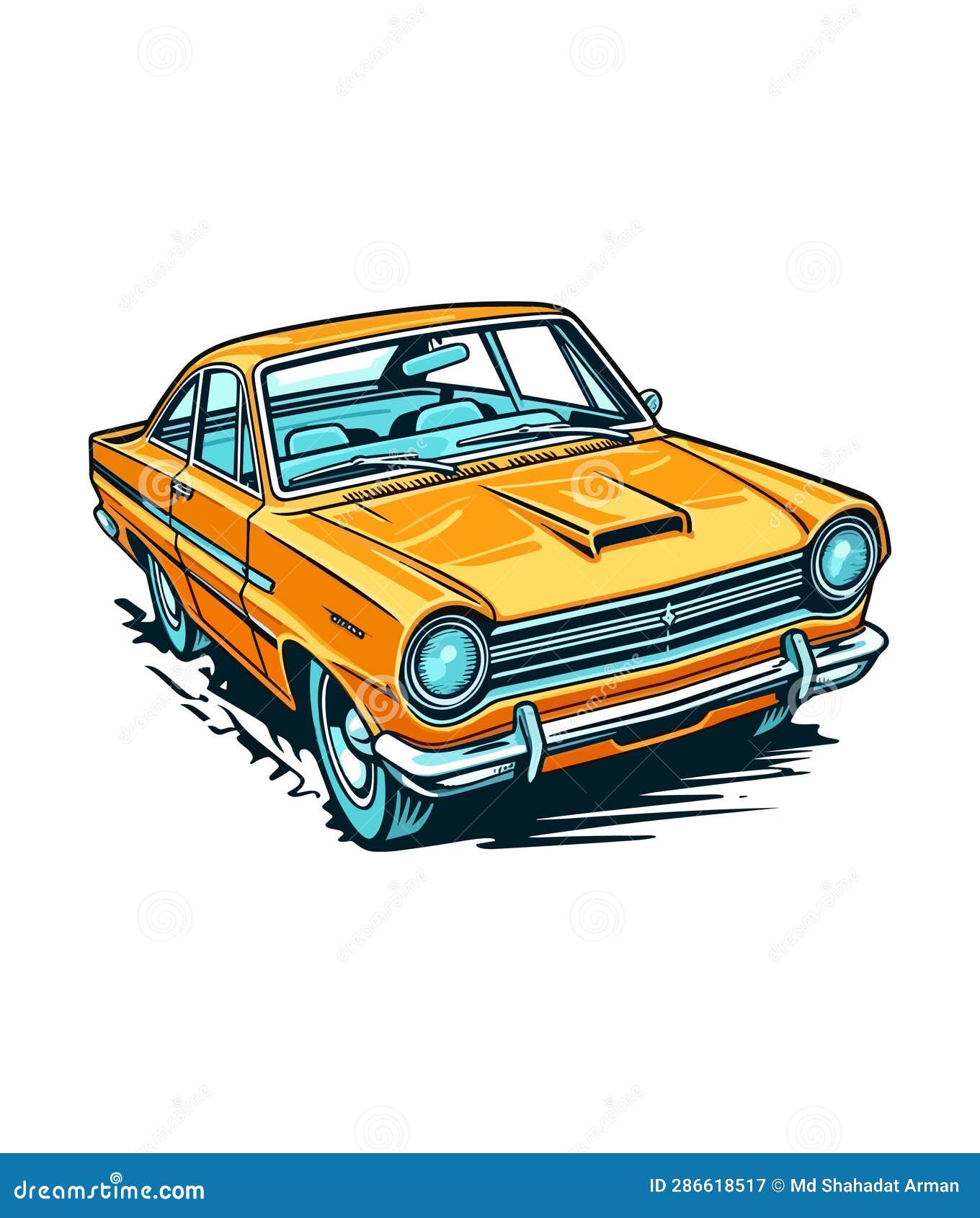 Classic American Car Style. Vintage Vehicle Vector Illustration