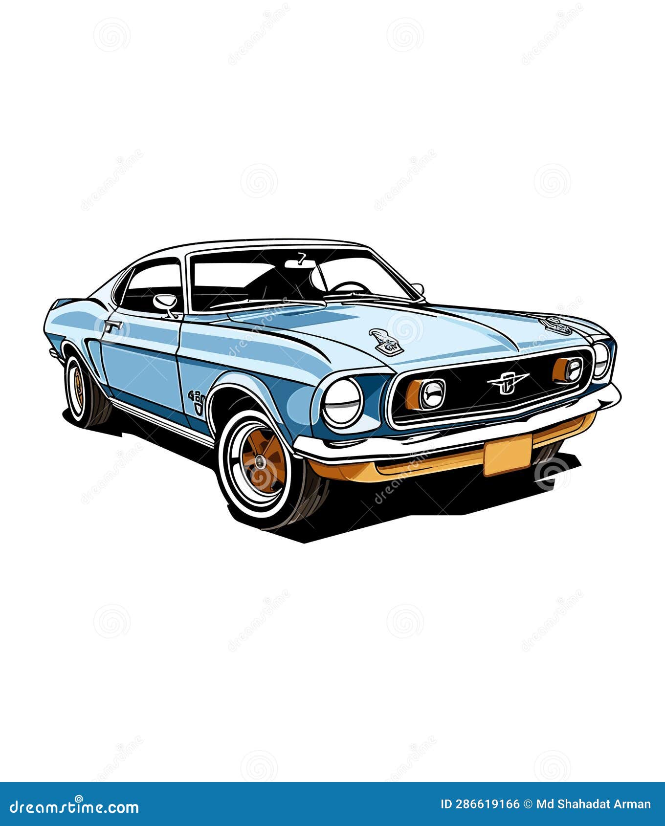 Classic American Car Style. Vintage Vehicle Vector Illustration