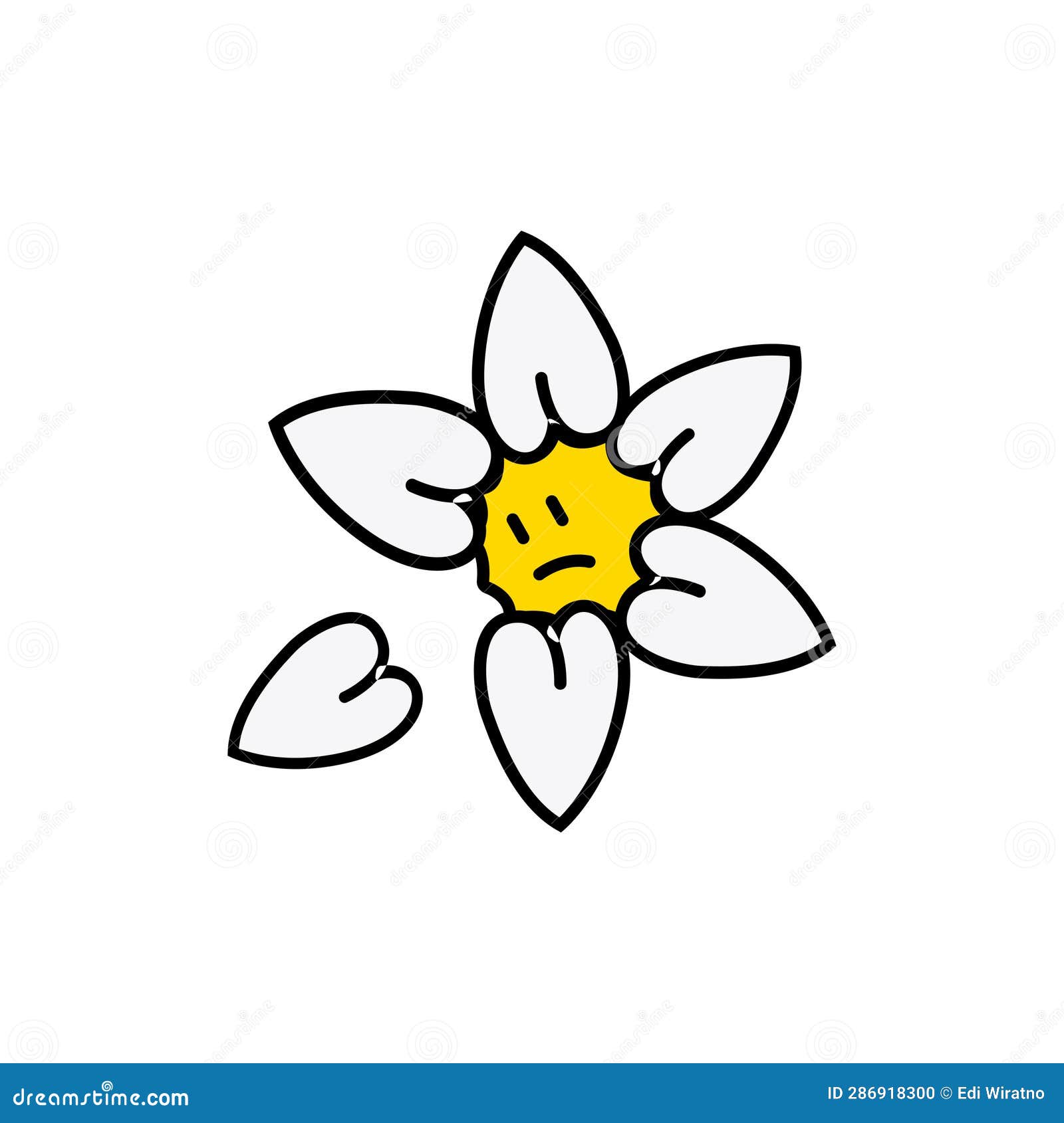 Vector Illustration of Daisy Flower Cartoon Character Stock