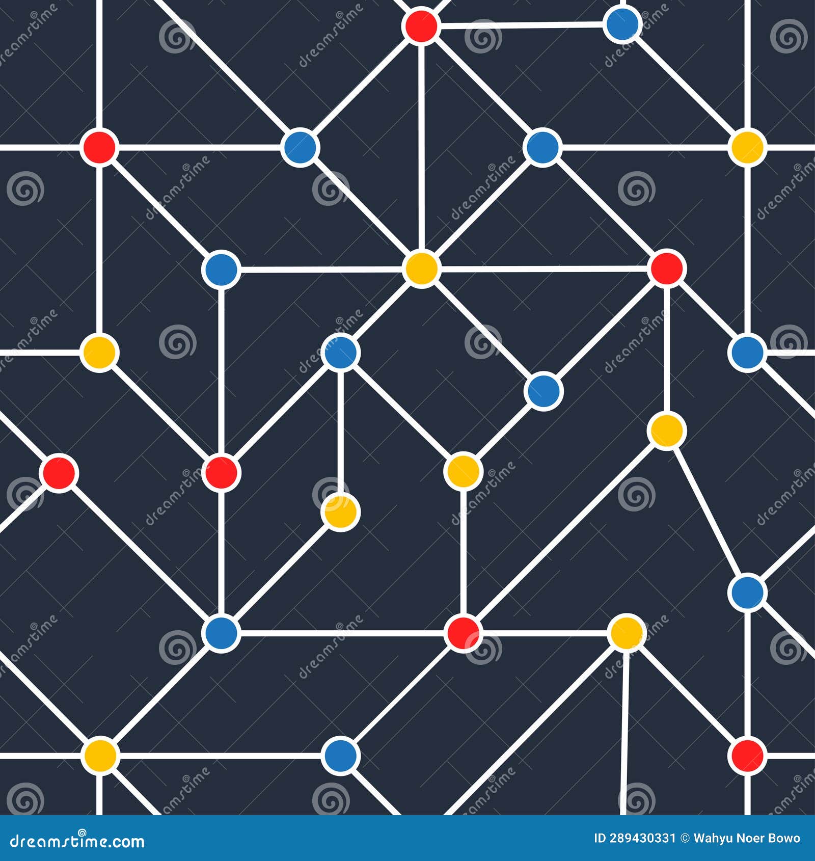 Colorful Dots Network Connections Repeating Pattern Stock Illustration ...