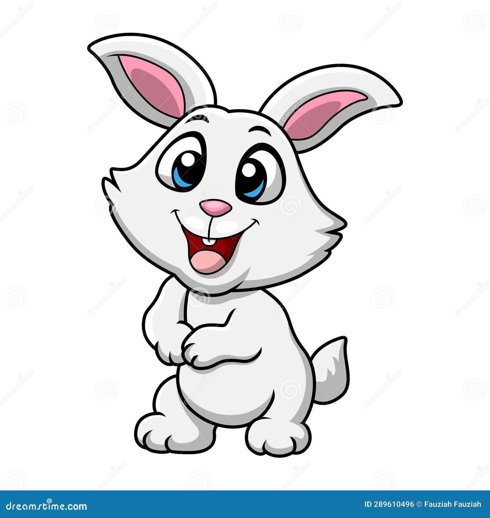 Cute White Rabbit Cartoon Standing Stock Vector Illustration of