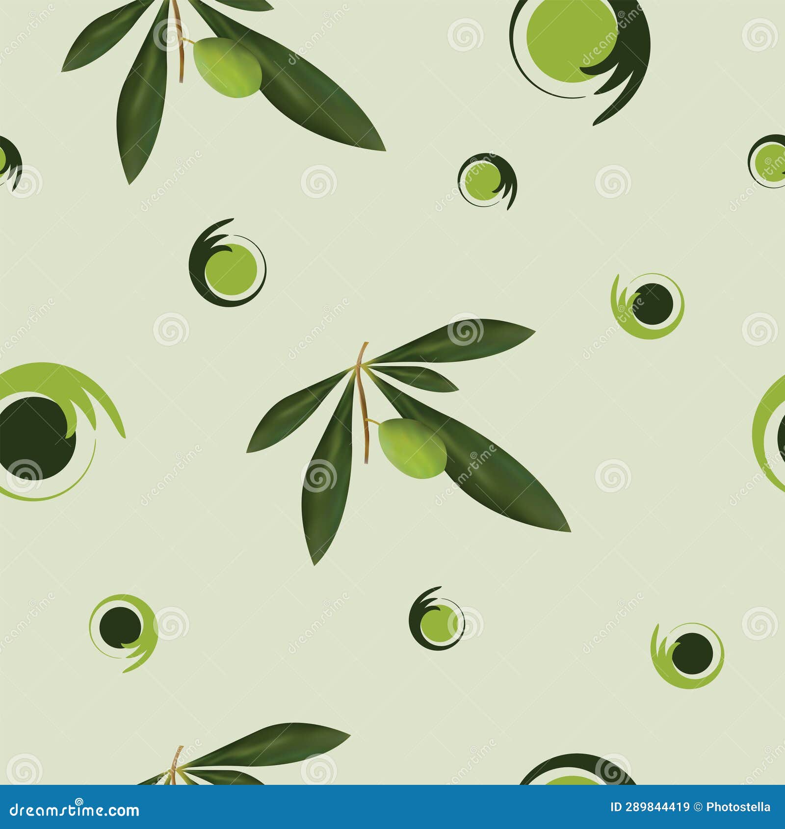 Seamless Pattern with Green Olive Trees Vector Stock Illustration