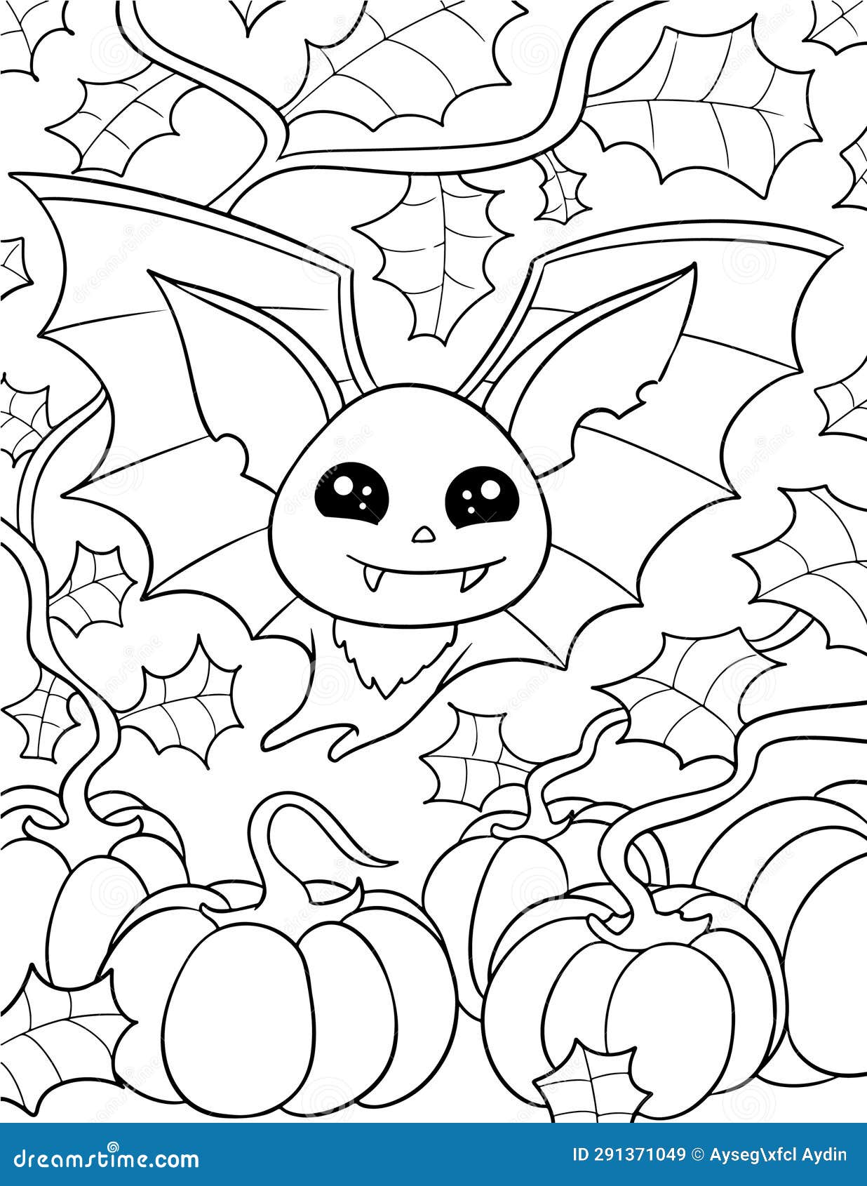 Halloween Coloring Page, Adult Coloring Page, Halloween Activity Stock
