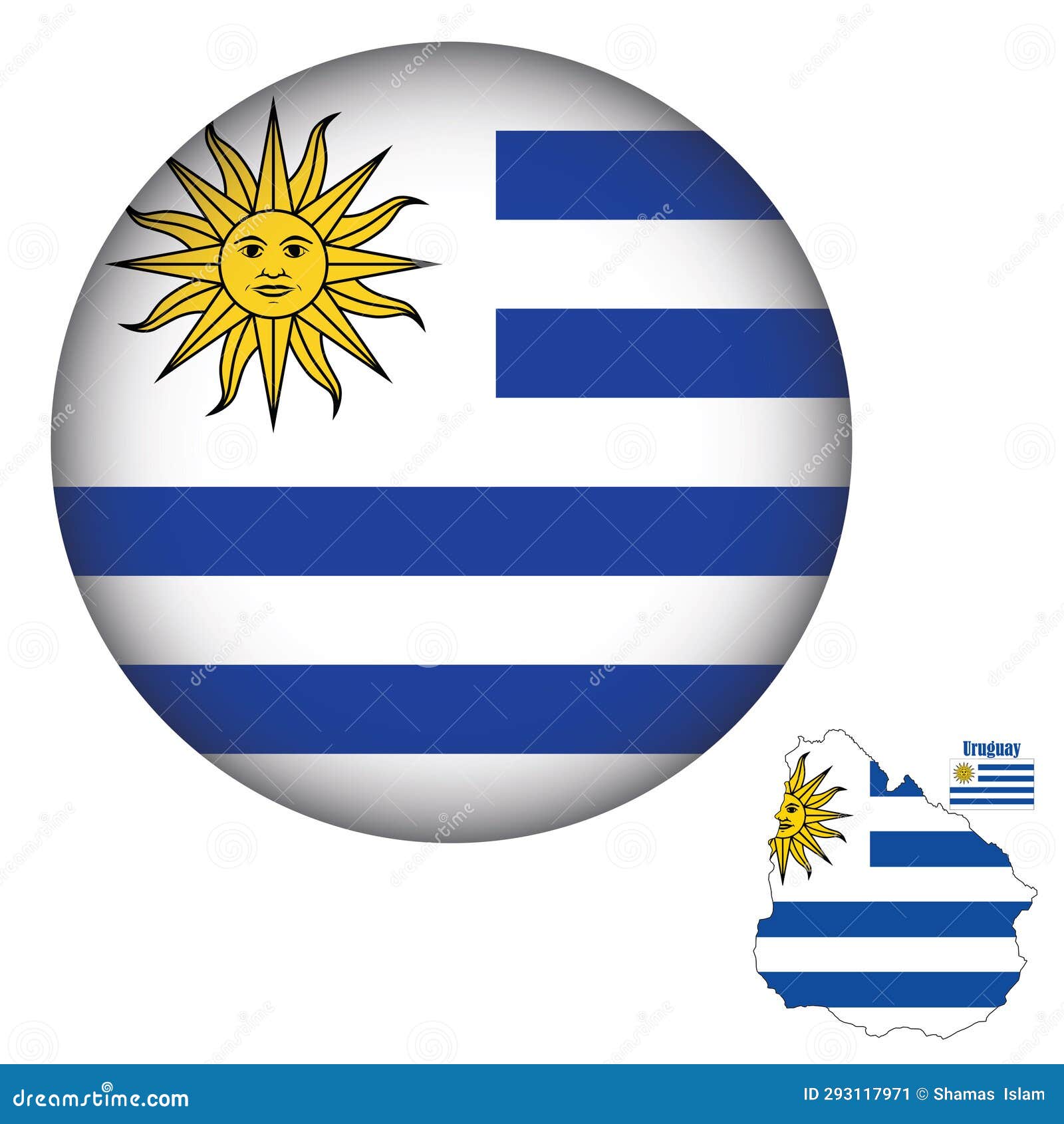 Uruguay Flag Round Shape Vector Stock Vector - Illustration of grungy ...