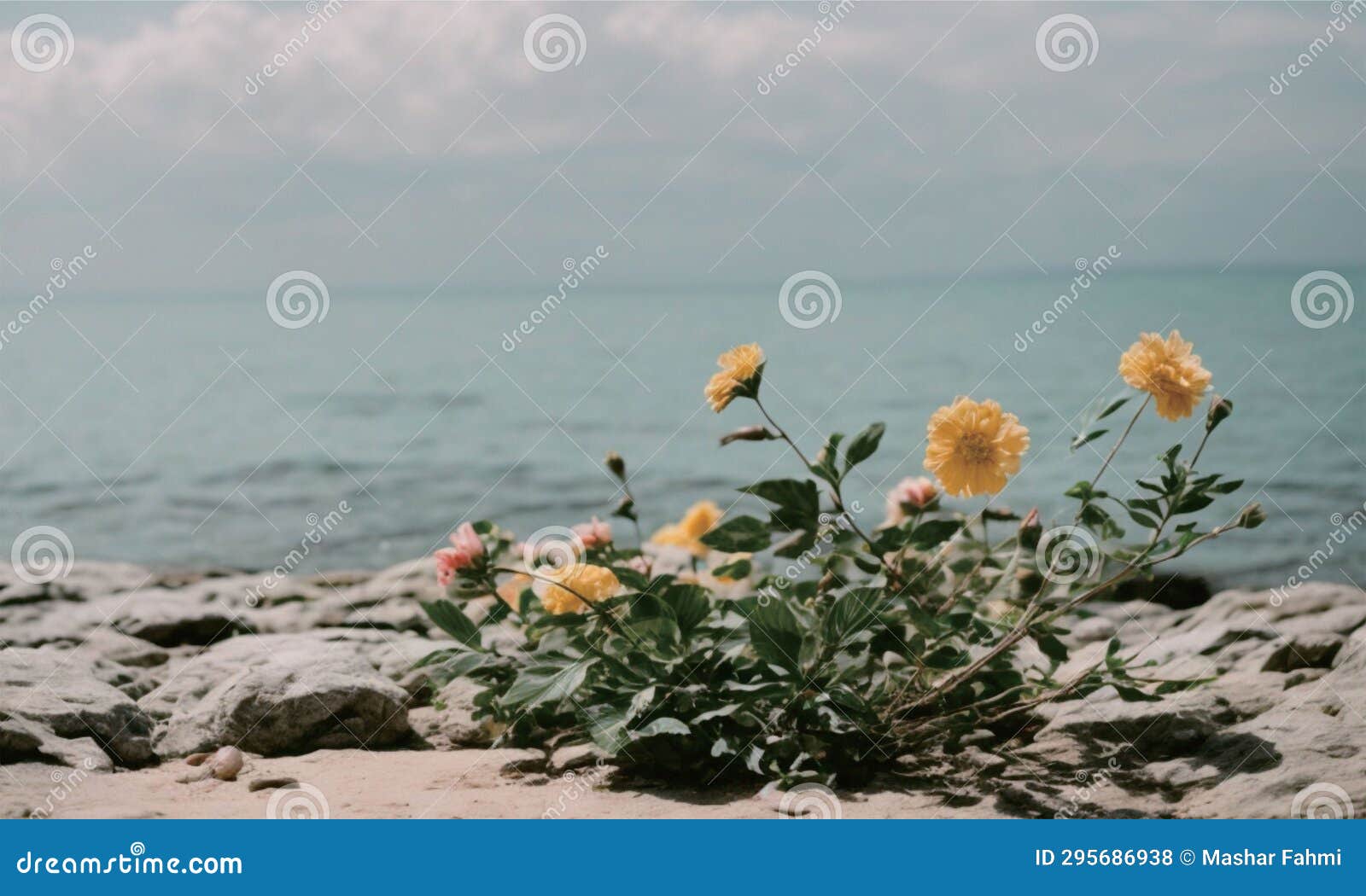 BEAUTIFUL FLOWERS GROW on the ROCKS on the BEACH Stock Photo Image of
