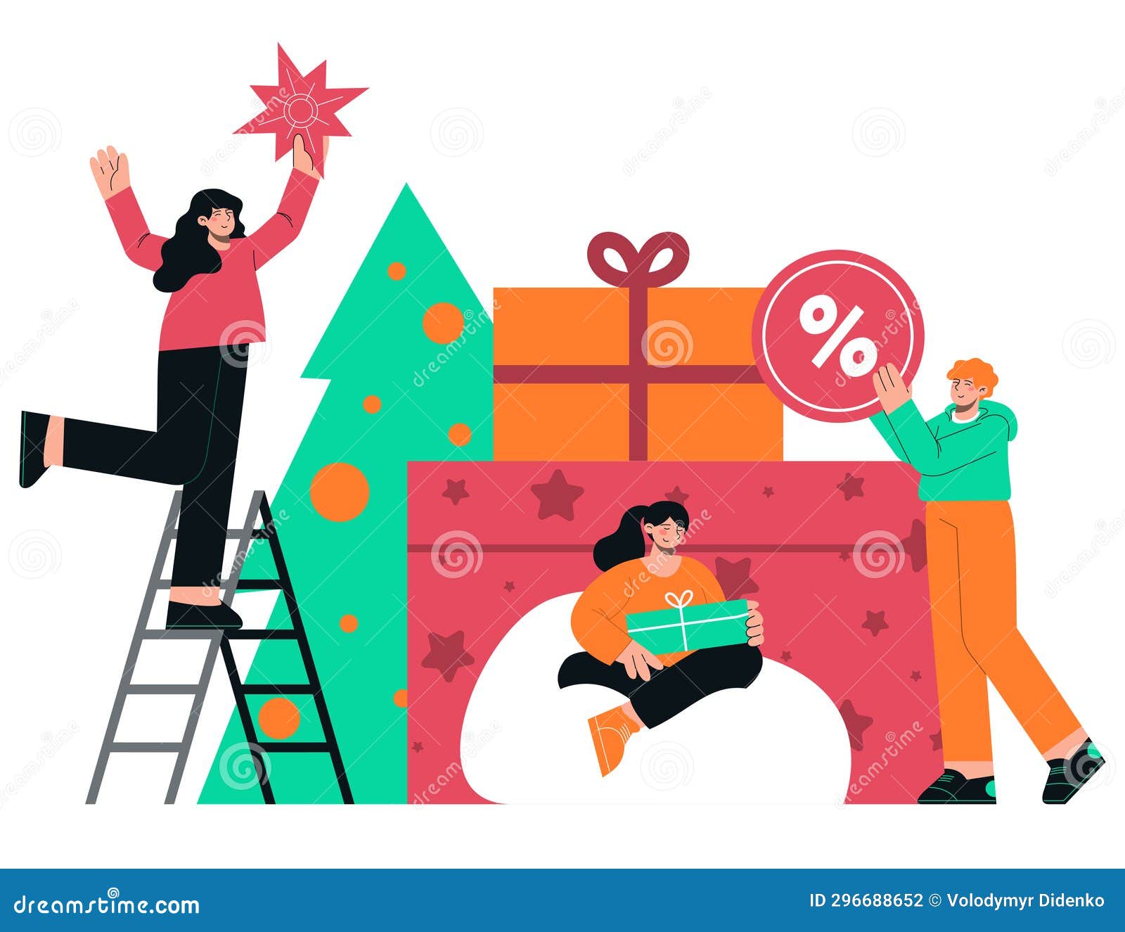People Prepare To Celebrate Christmas With Gifts Flat Vector people-prepare-to-celebrate-christmas-with-gifts-flat-vector