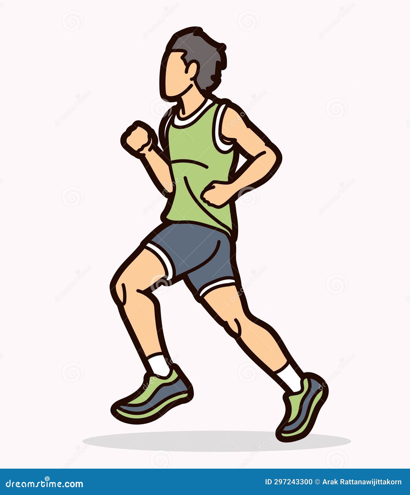 A Man Start Running Action Marathon Runner Cartoon Sport Graphic Stock ...