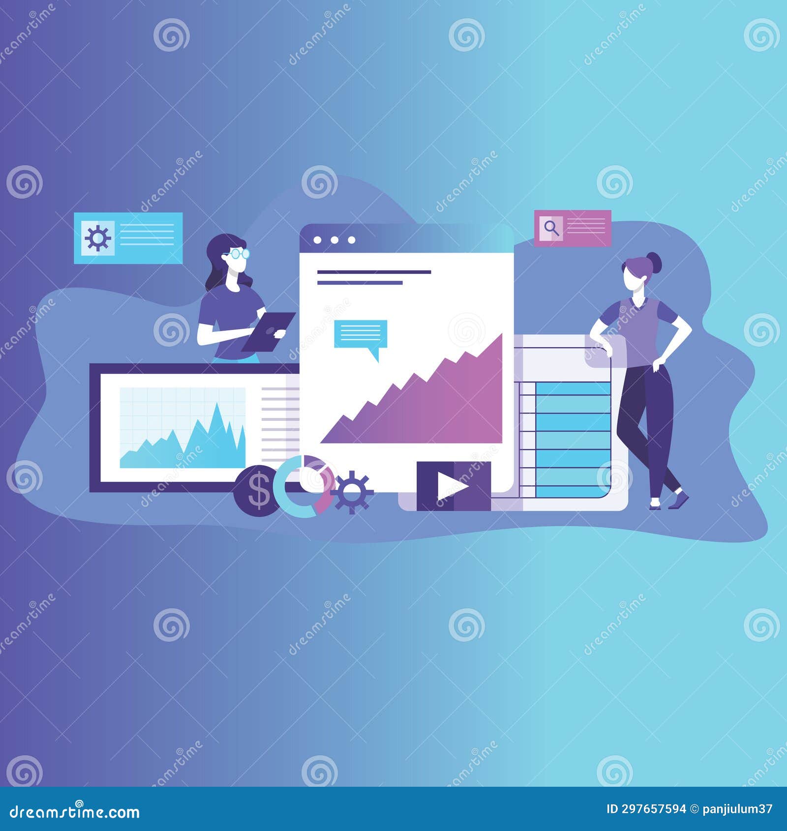 Visual SEO Strategies Company Services and Analysis Illustrations Stock