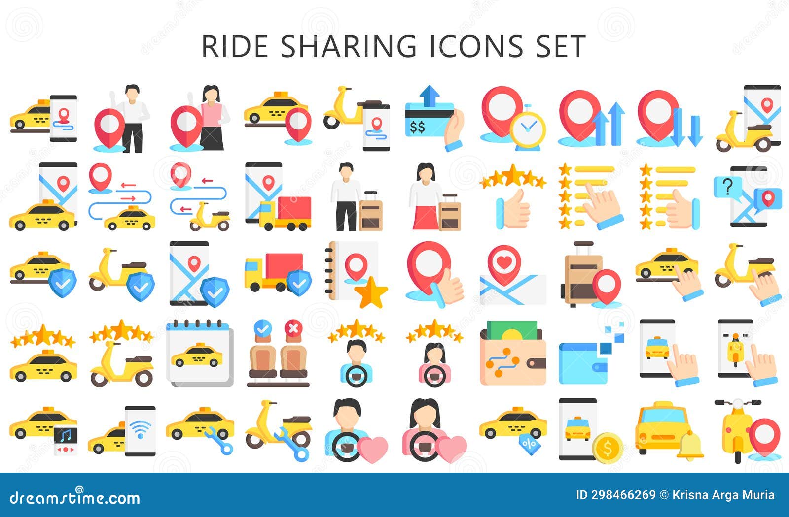 Ride Sharing Multi Color Icons Pack Stock Vector Illustration of logo