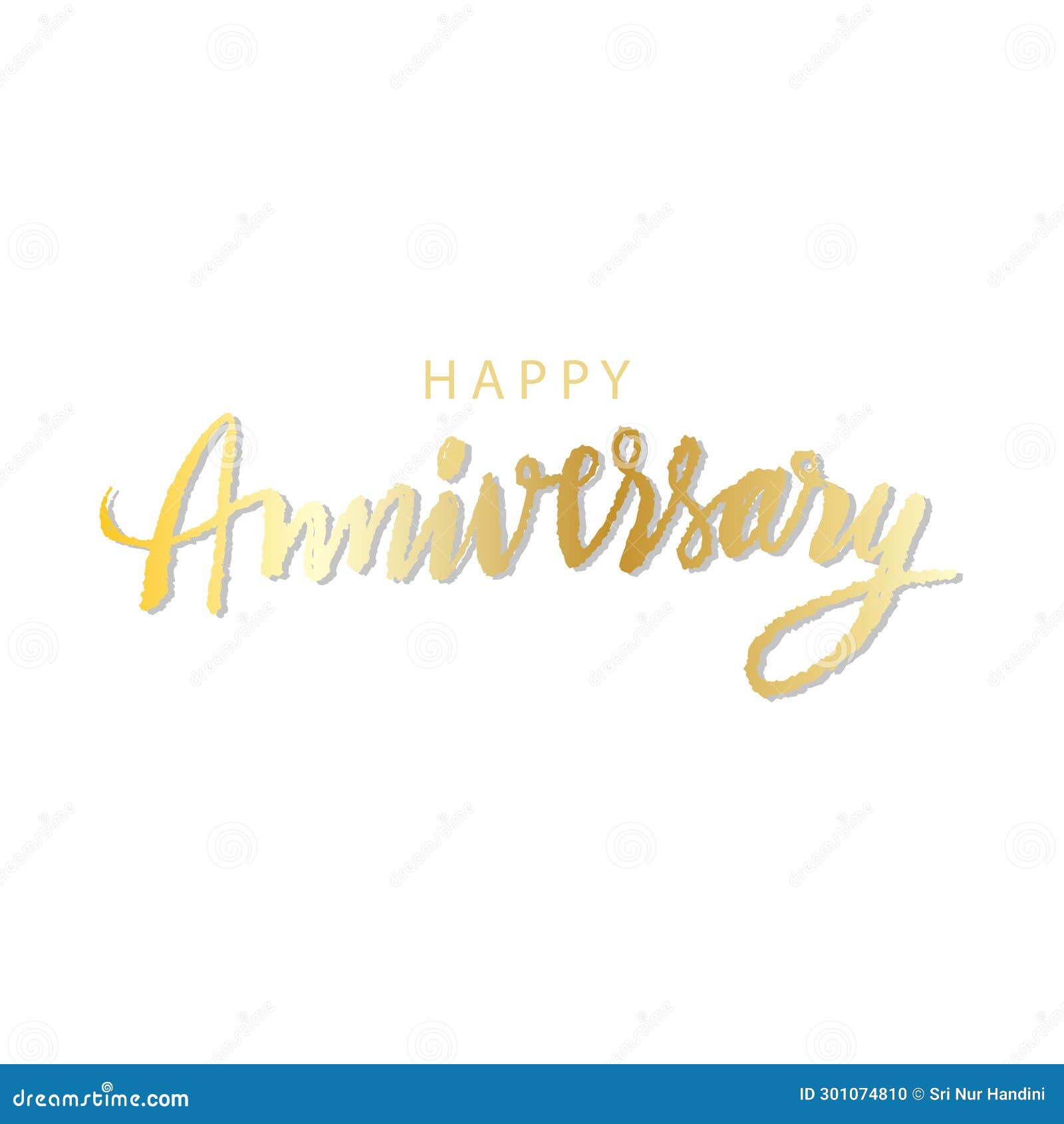 Happy Anniversary Lettering Design. Gold Color. Hand Drawn Calligraphy