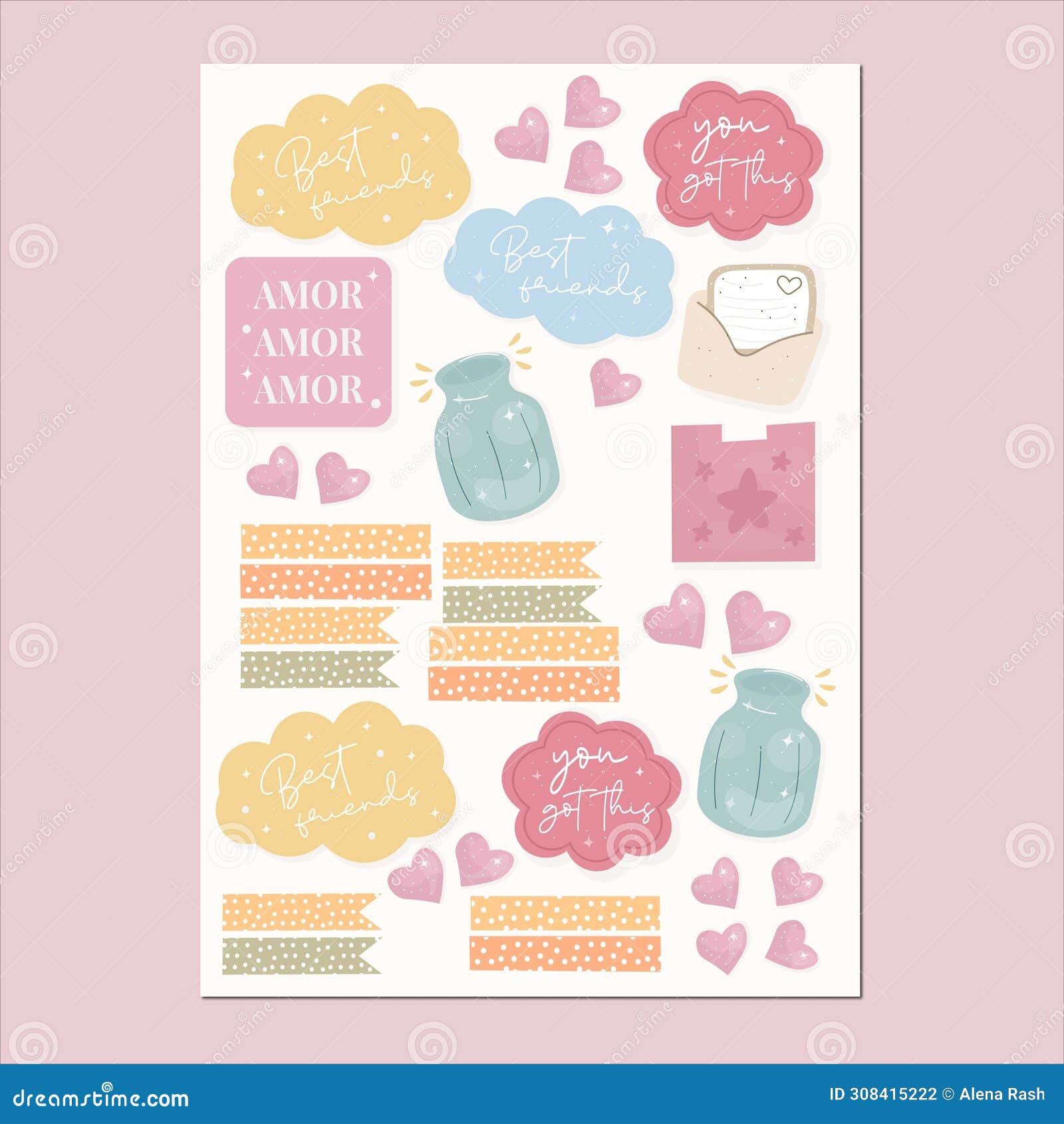 best friends blue pink beige save saving tape amor   heart hearts star  