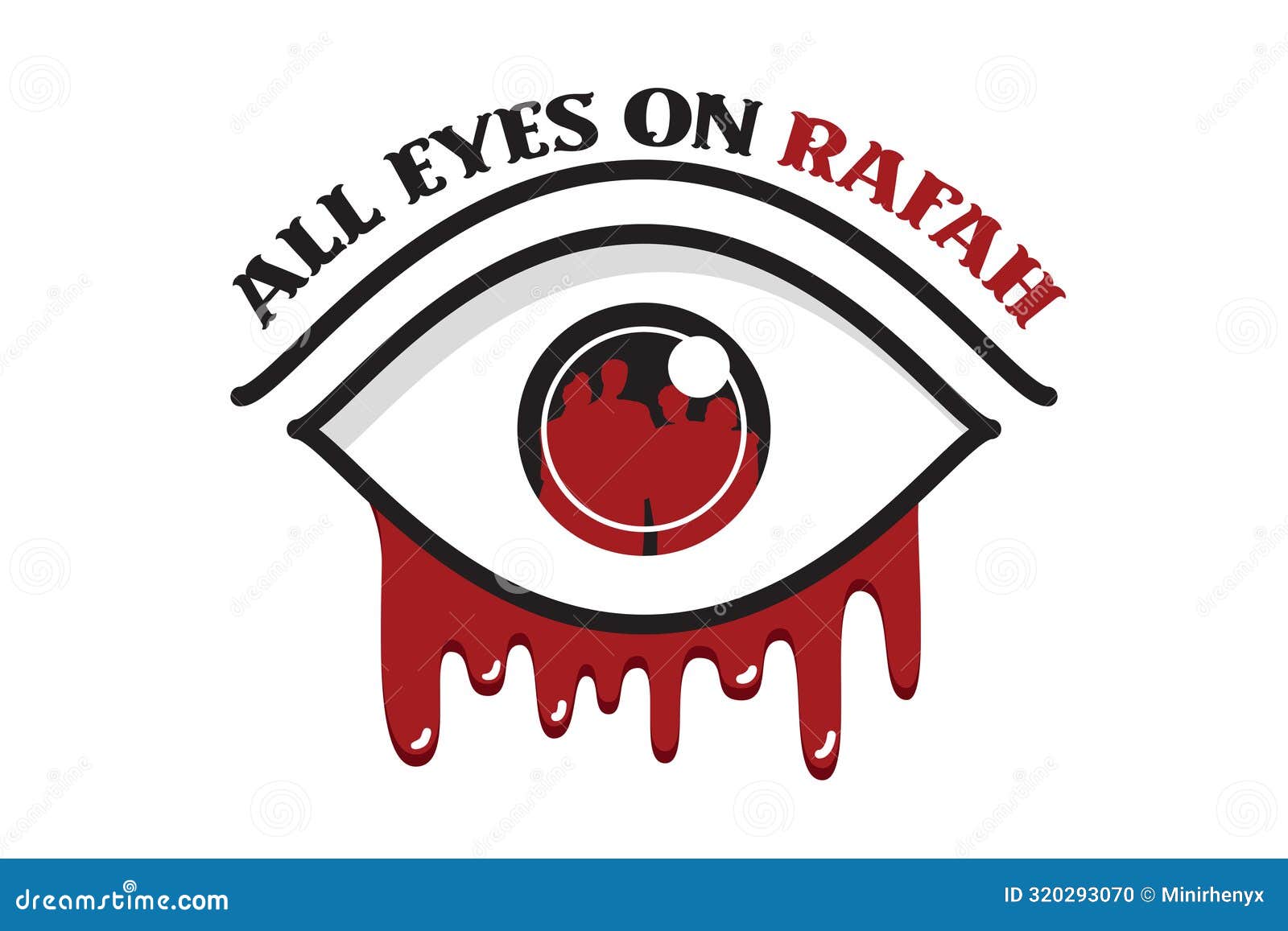 All Eyes on Rafah Bleeding Eye Stock Vector Illustration of pupil