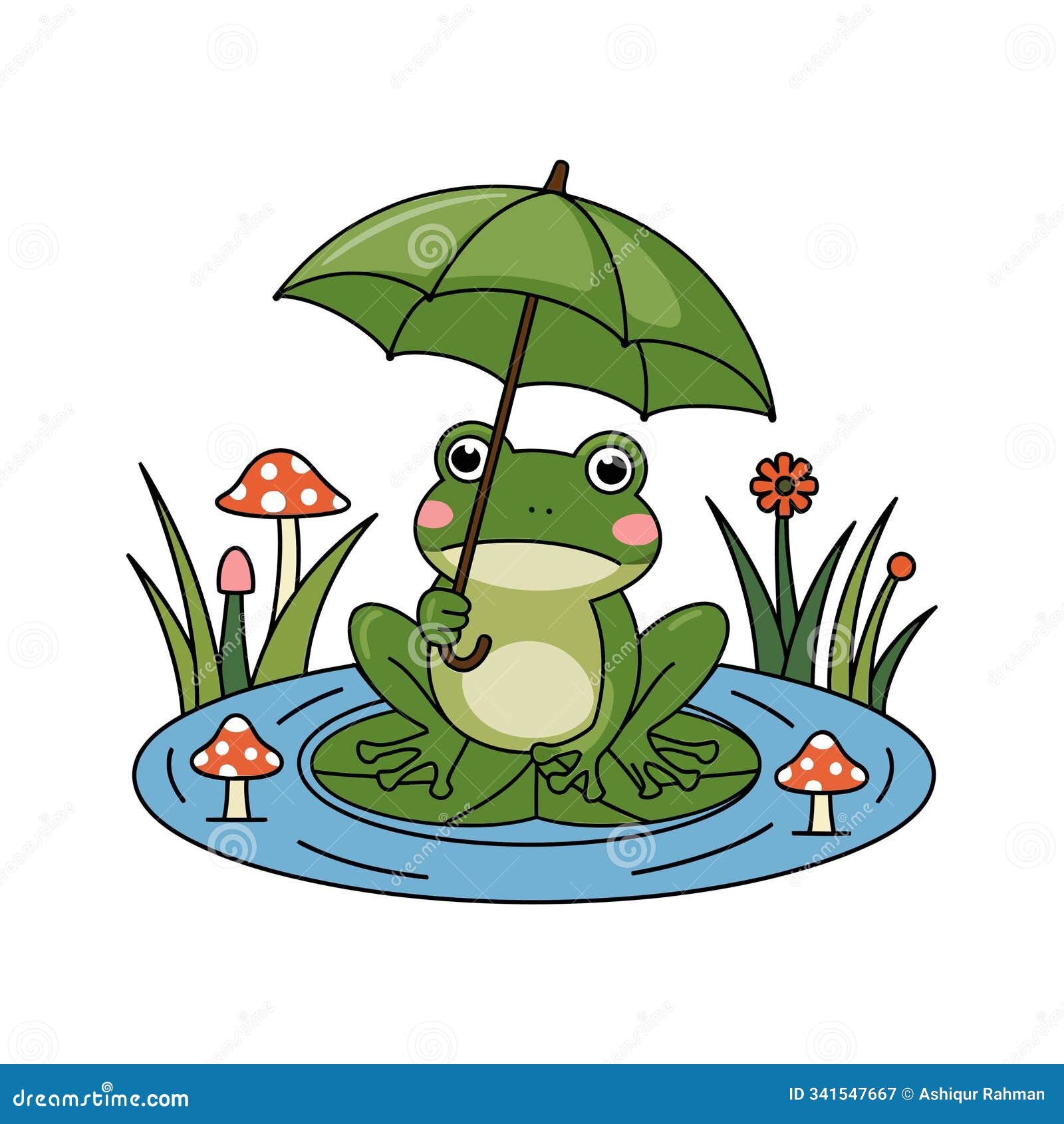 Frog Umbrella Vector Art Illustration Stock Illustration Illustration
