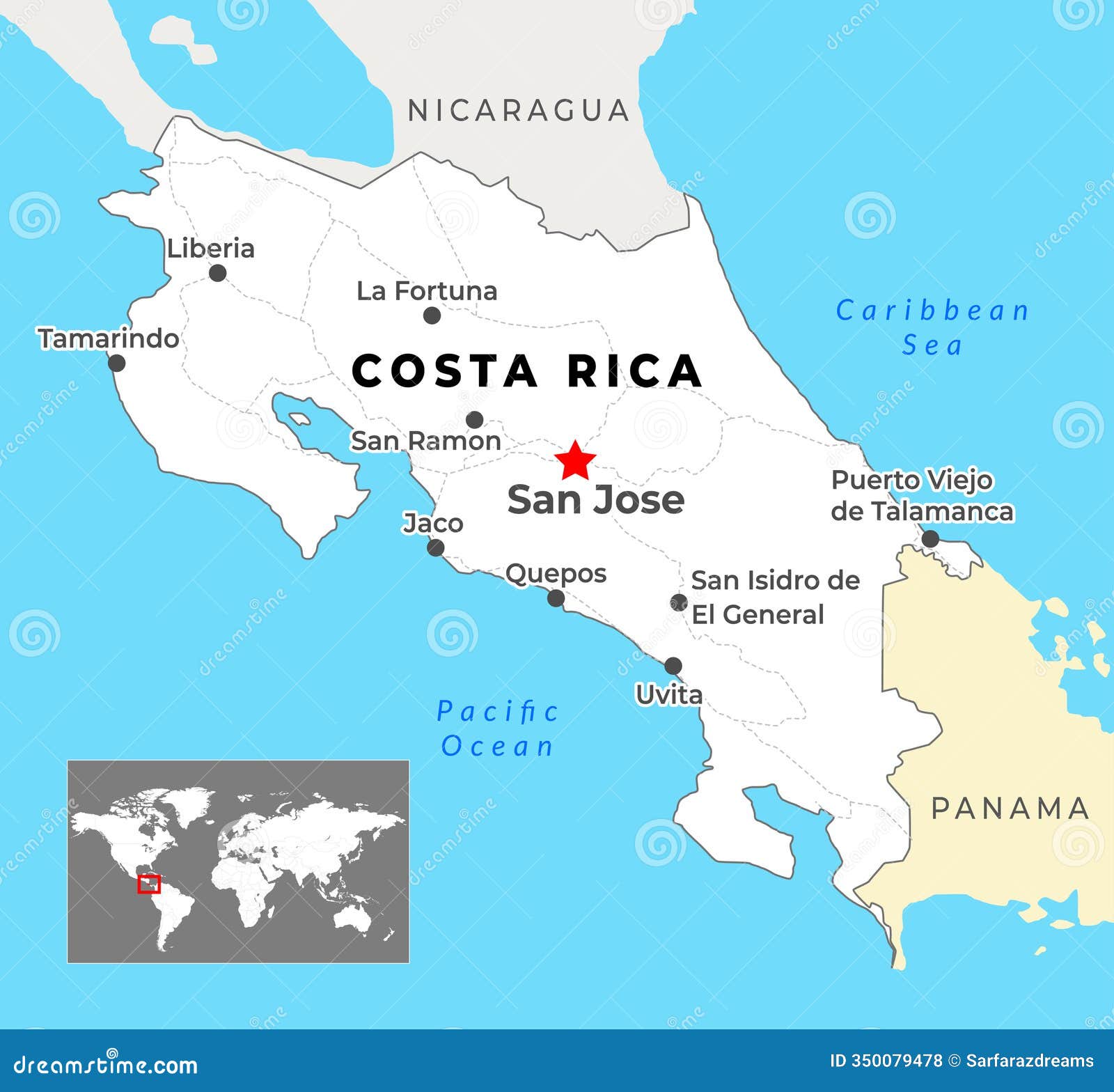 costa-rica-political-map-with-capital-san-jose-most-important-cities
