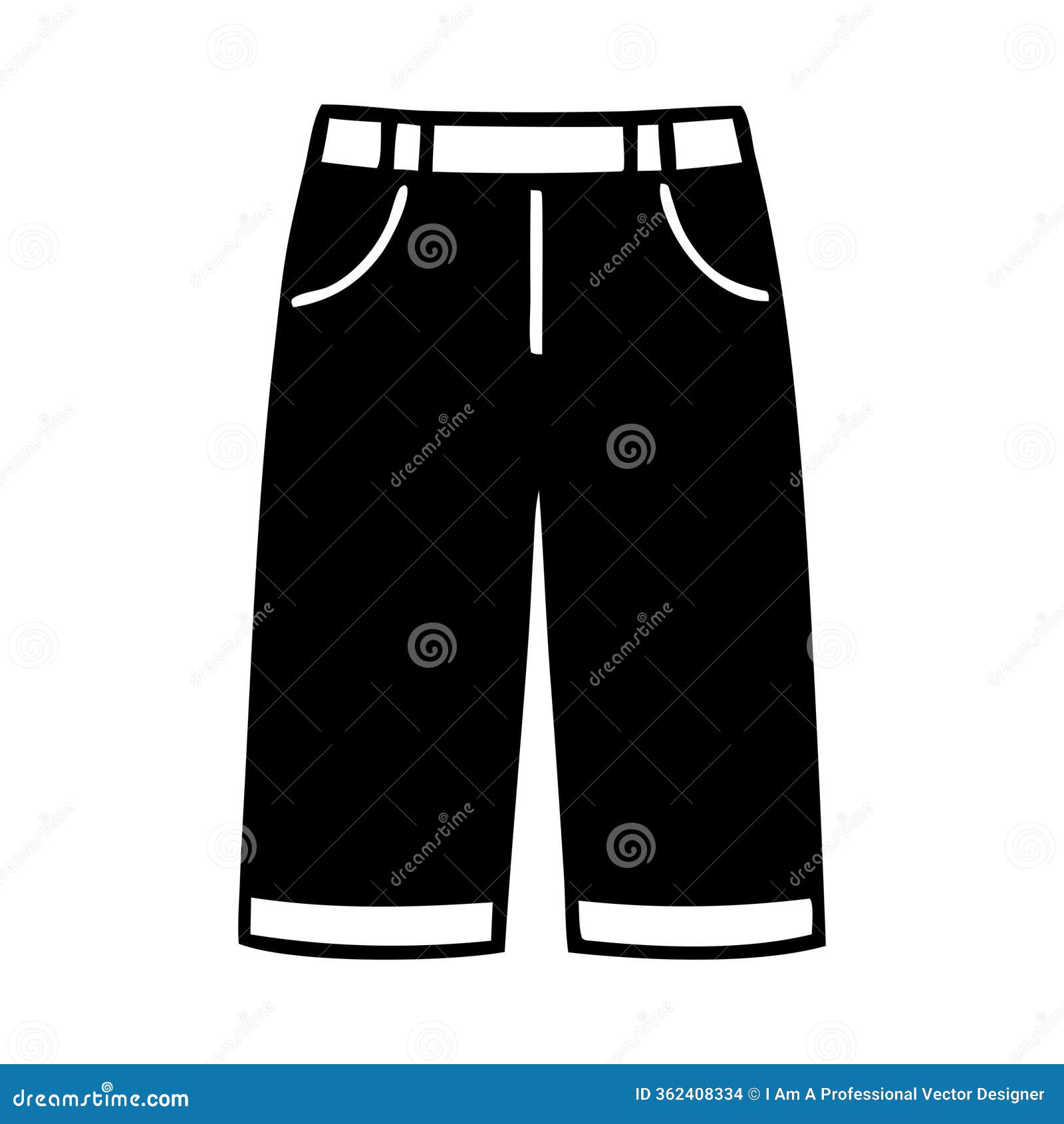 short pants icon image    black and white and flat