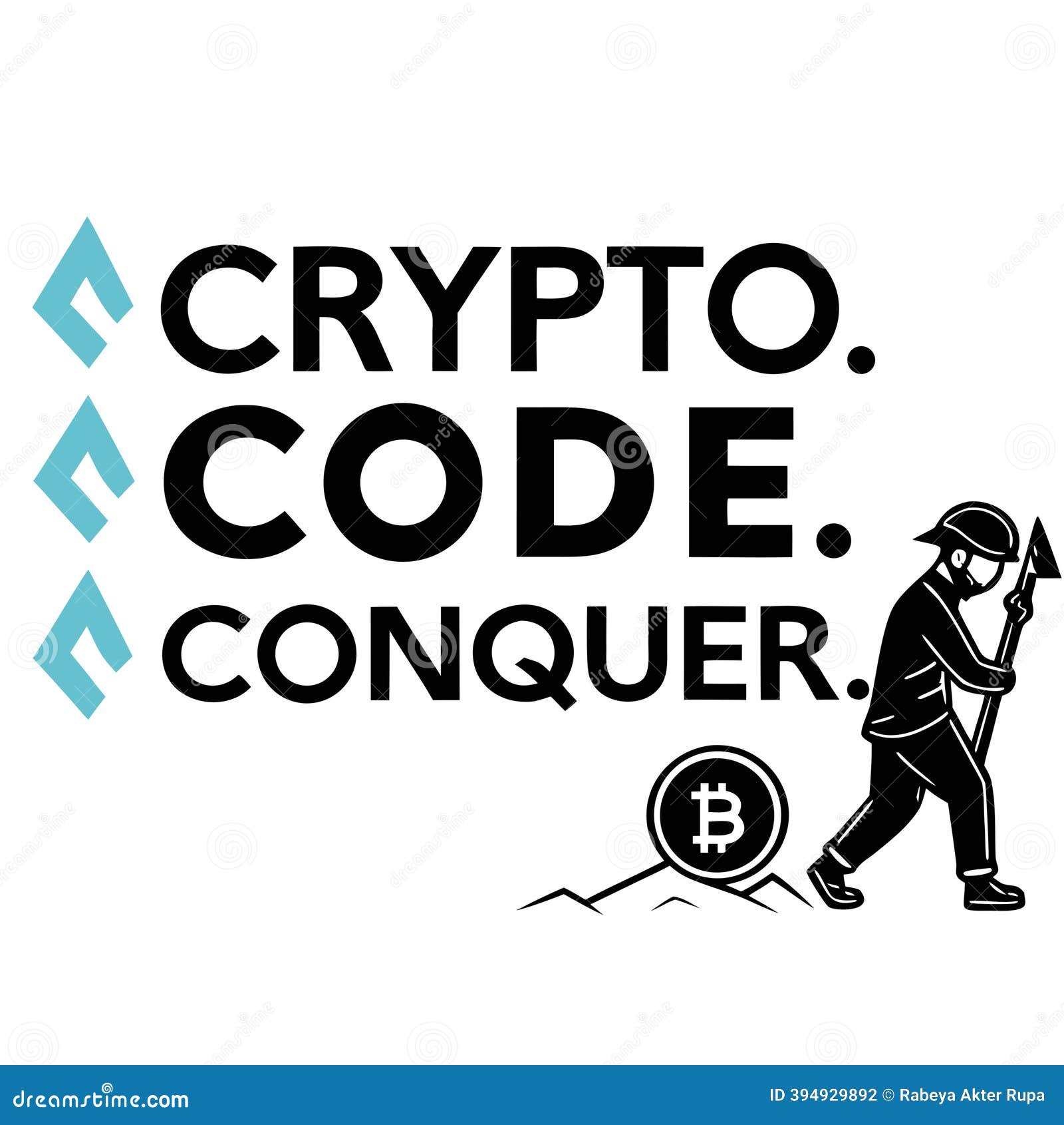Crypto. Code. Conquer Typography Design Stock Illustration - Illustration  of simplistic, person: 394929892