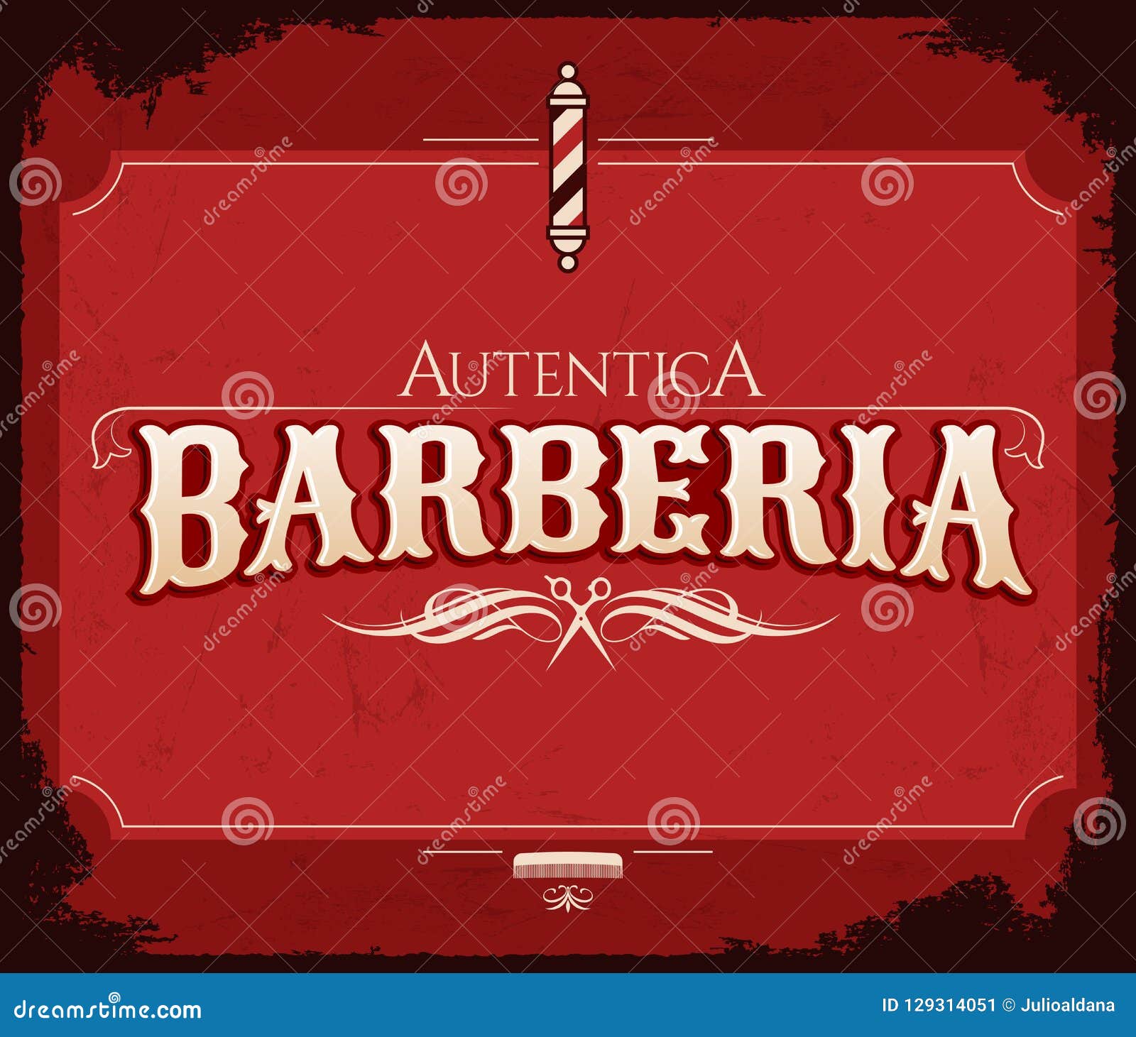 barberia autentica, authentic barbershop spanish text, vintage  emblem 