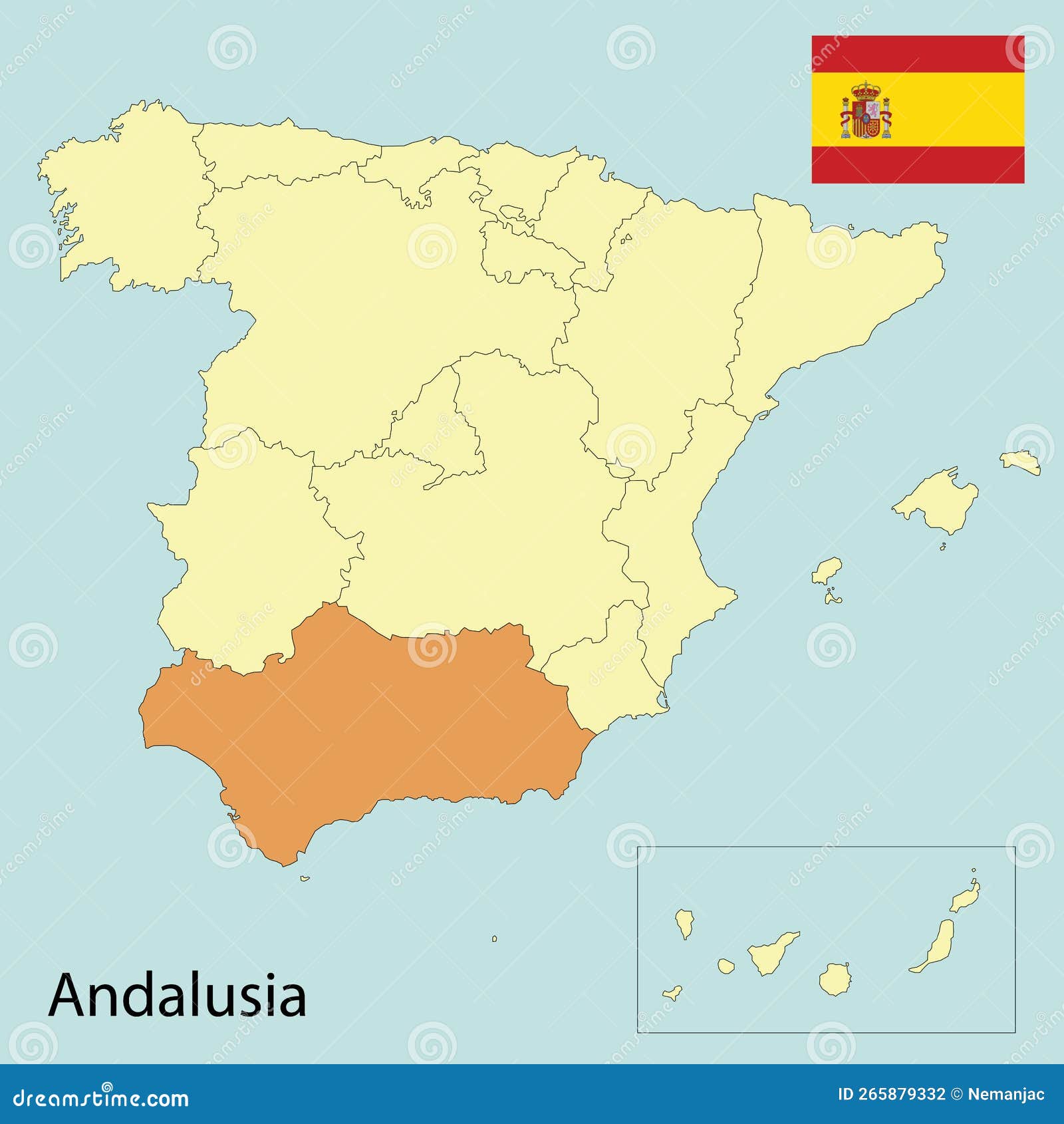 Andalusia, spain map stock illustration. Illustration of world - 265879332