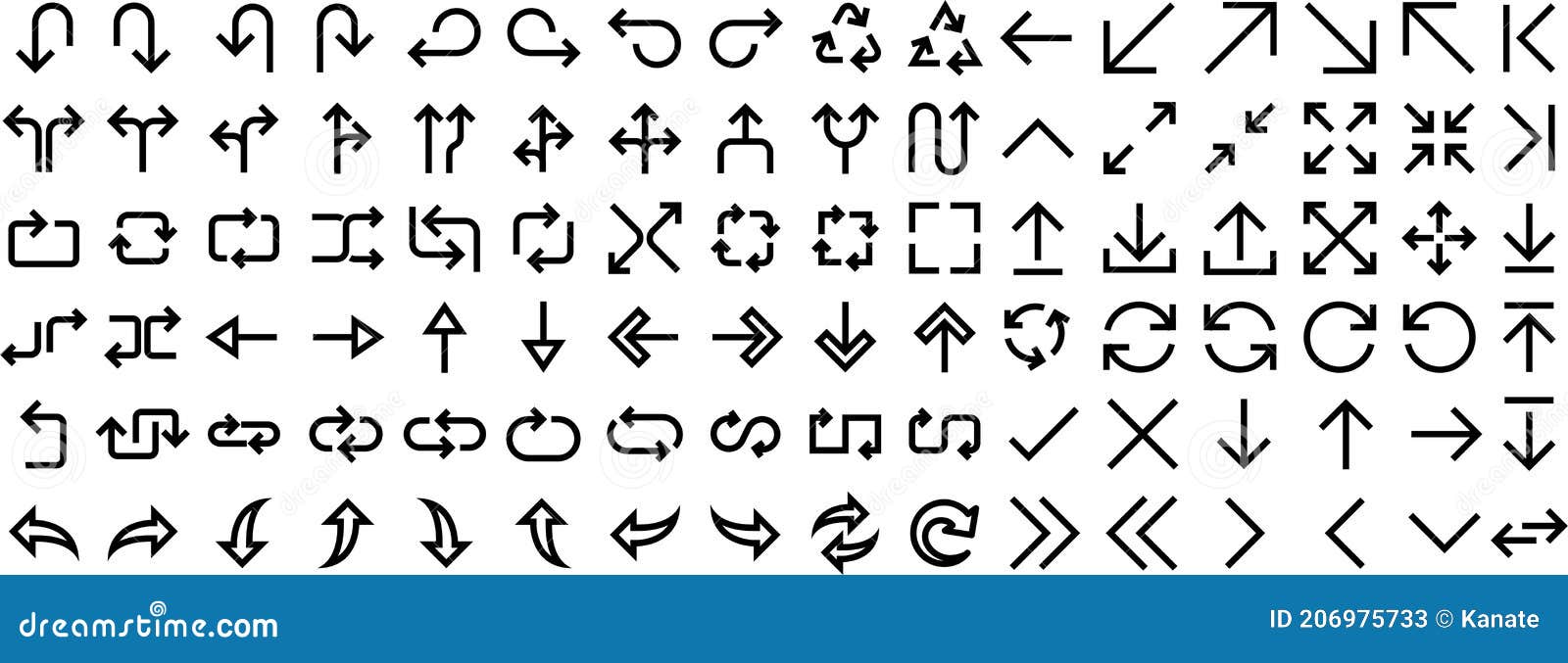 Arrow Line Icons set stock vector. Illustration of minimal - 206975733