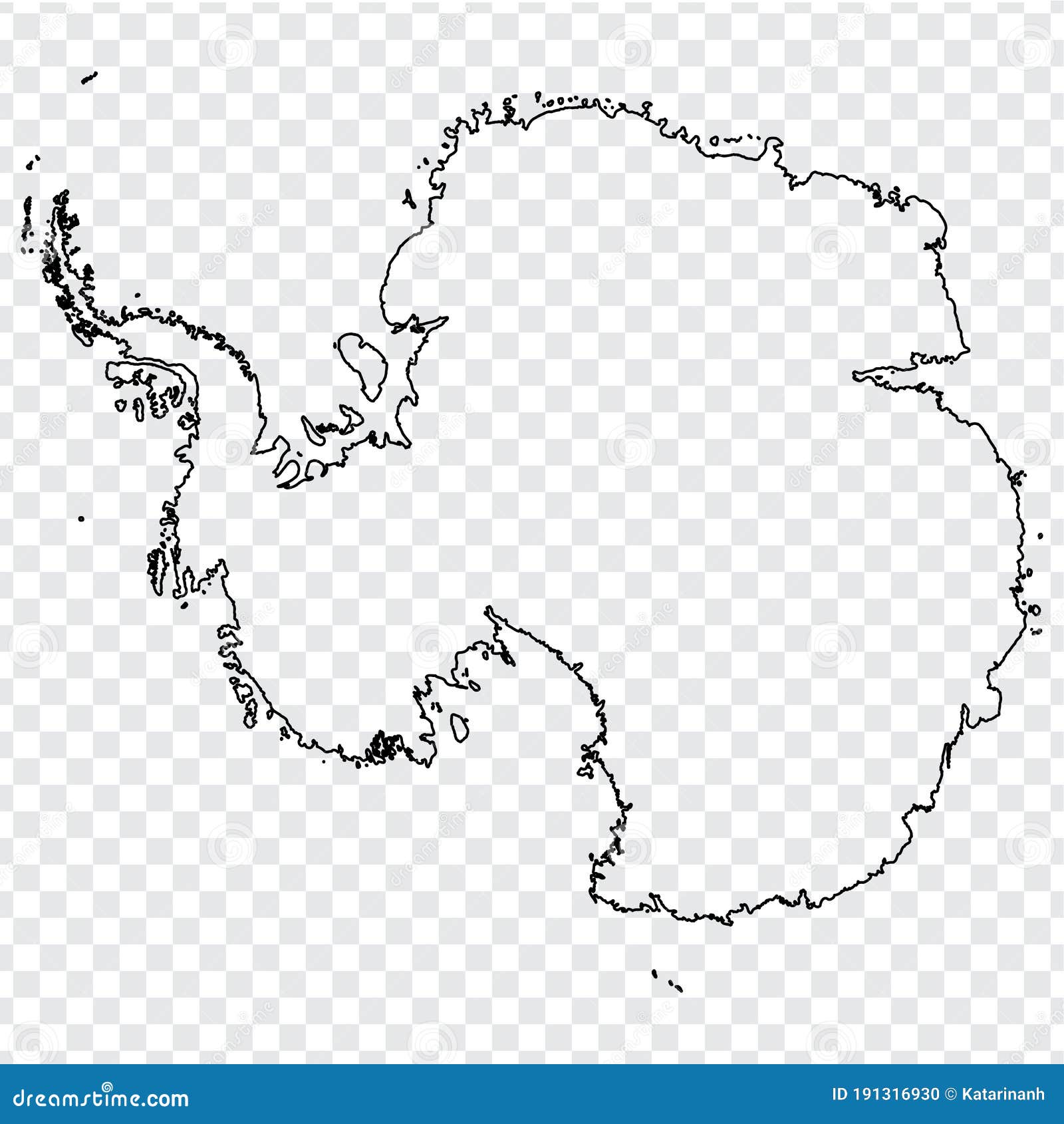 Blank Map Of Antarctica Thin Line Antarctica Map On A Transparent