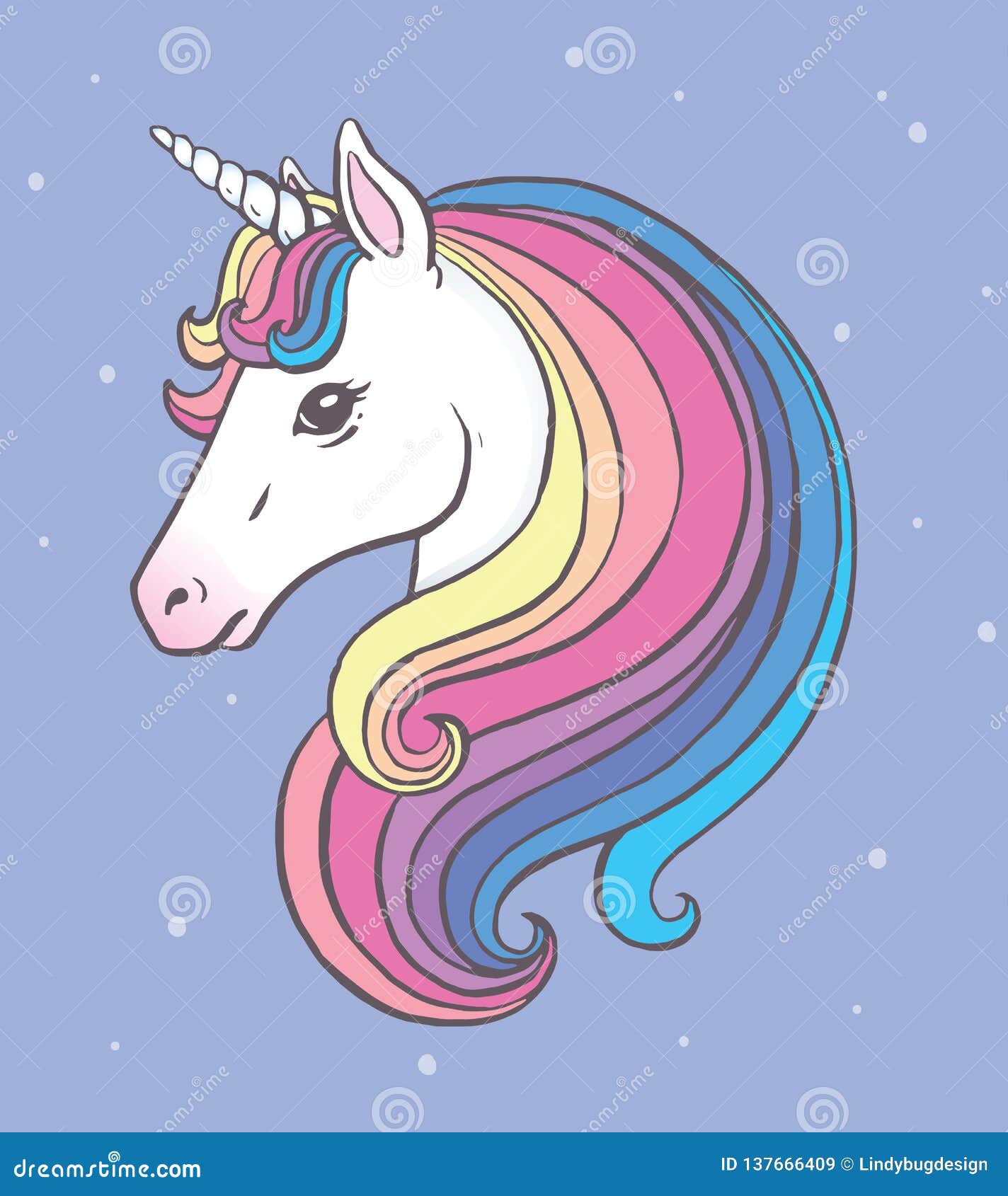 Cute Drawing of a Unicorn Head Stock Illustration - Illustration of ...