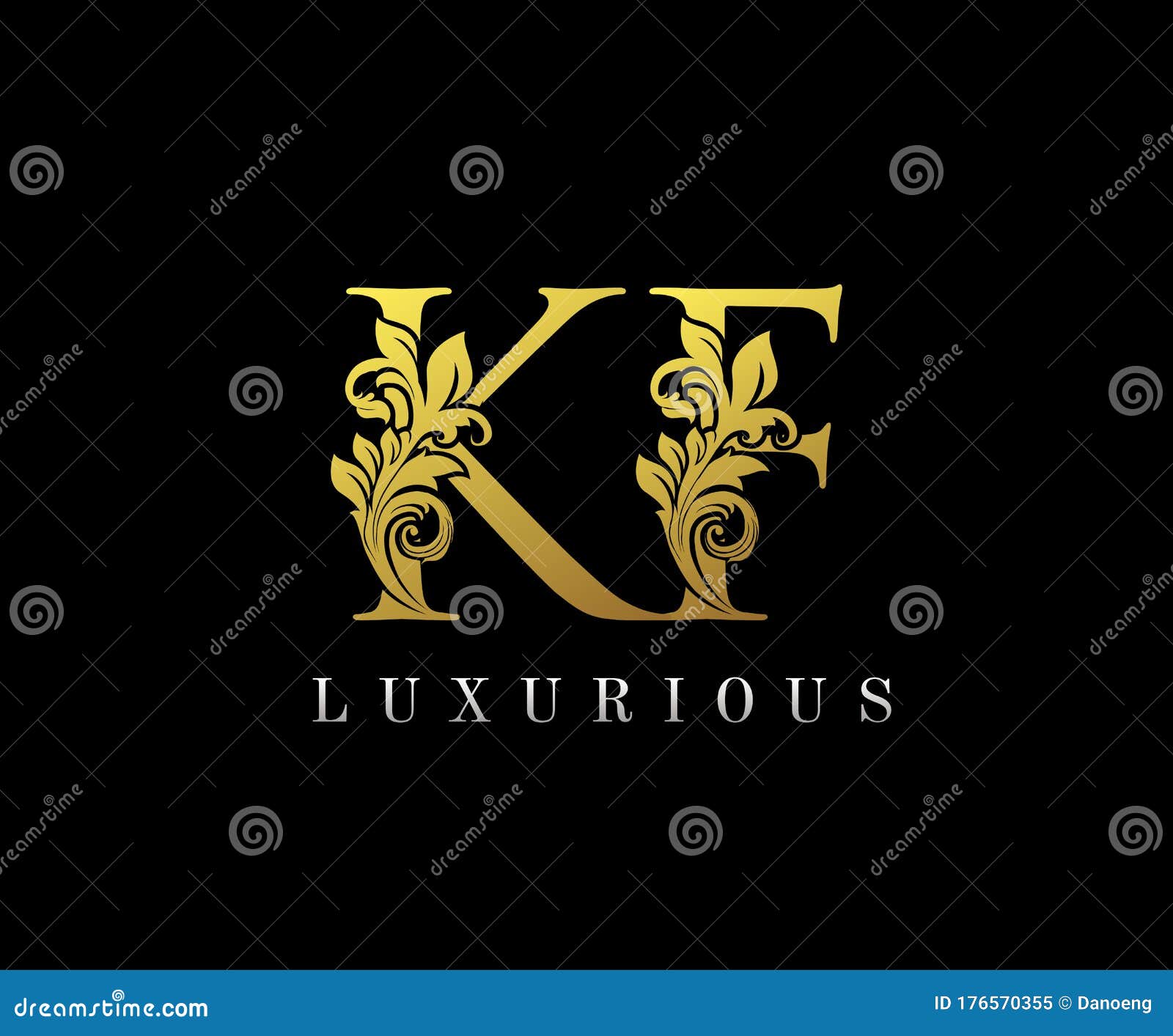 golden letter kf logo icon . initial letter k and f  