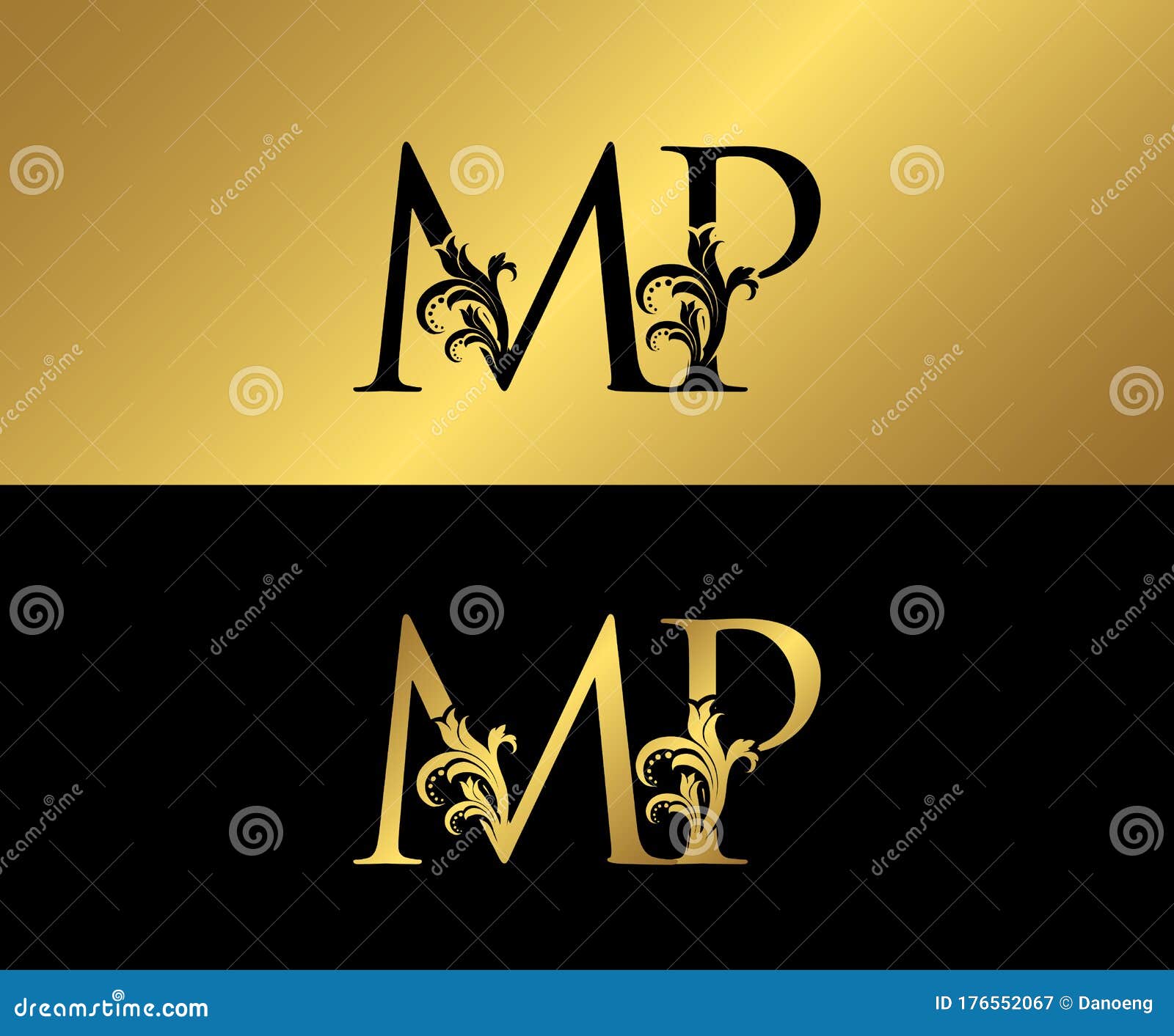 Premium Vector  Abstract initial letter pm or mp logo in gold color  isolated on white background