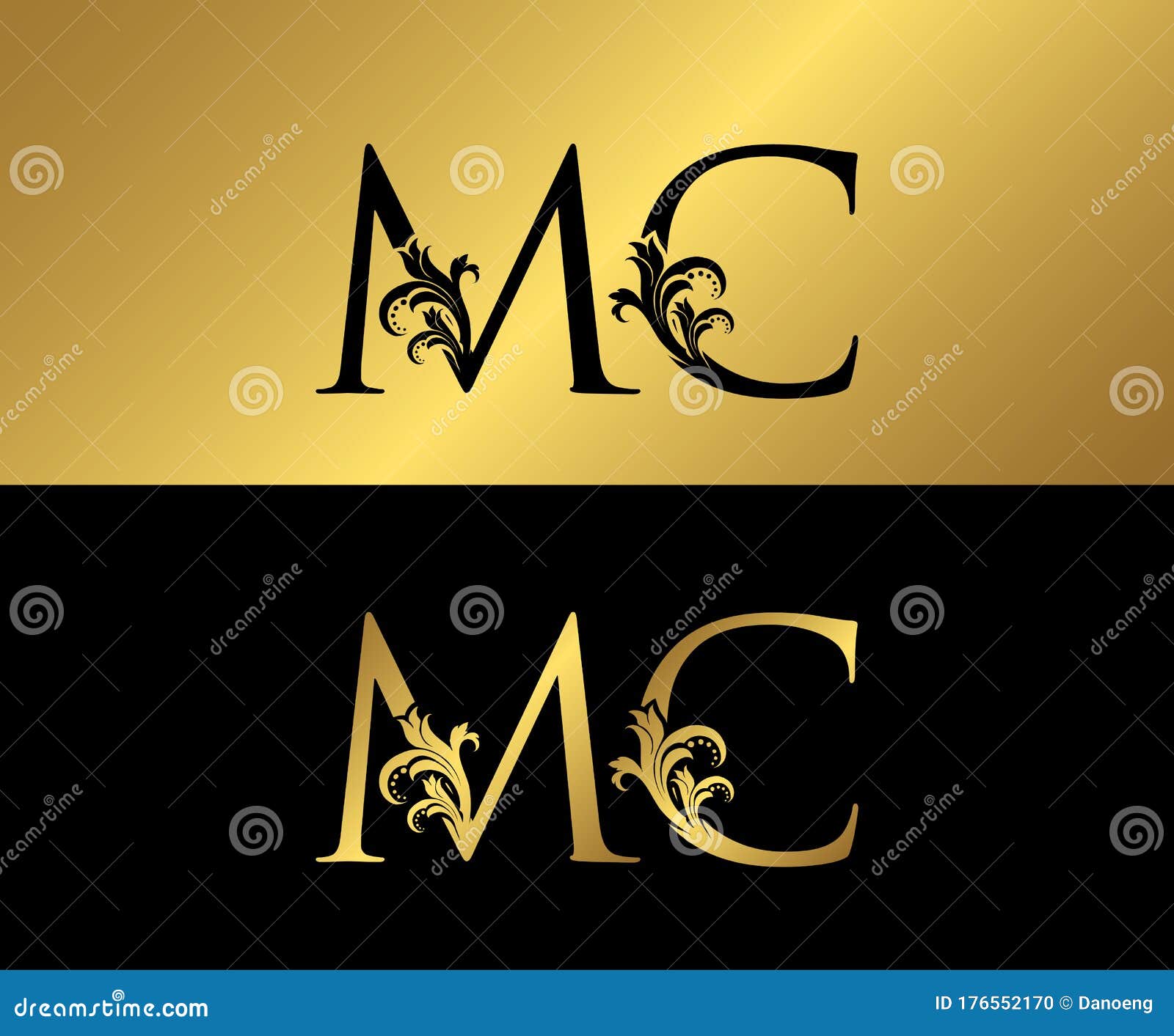 Golden MC Luxury Logo Icon, Vintage Gold MC Letter Logo Stock ...