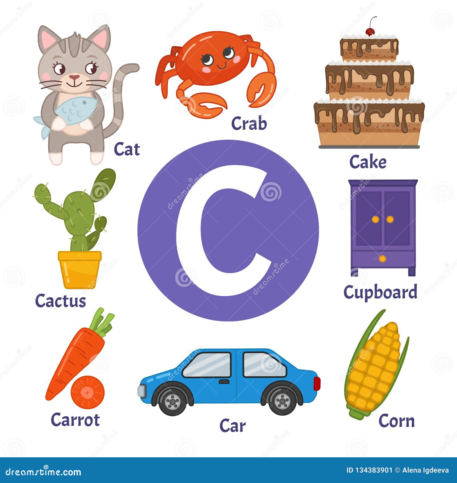 Learning card alphabet. stock vector. Illustration of letter - 134383901