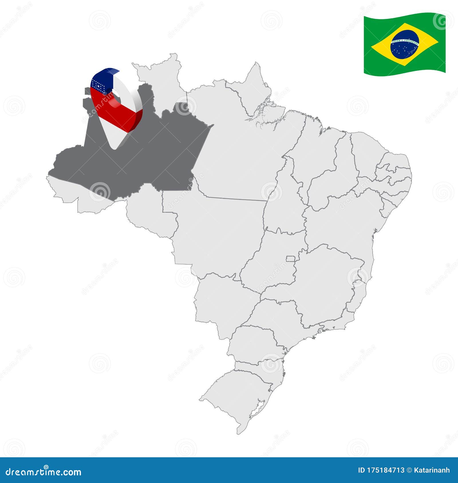 Location of Amazonas on Map Brazil 3d Amazonas Location Sign Flag of 