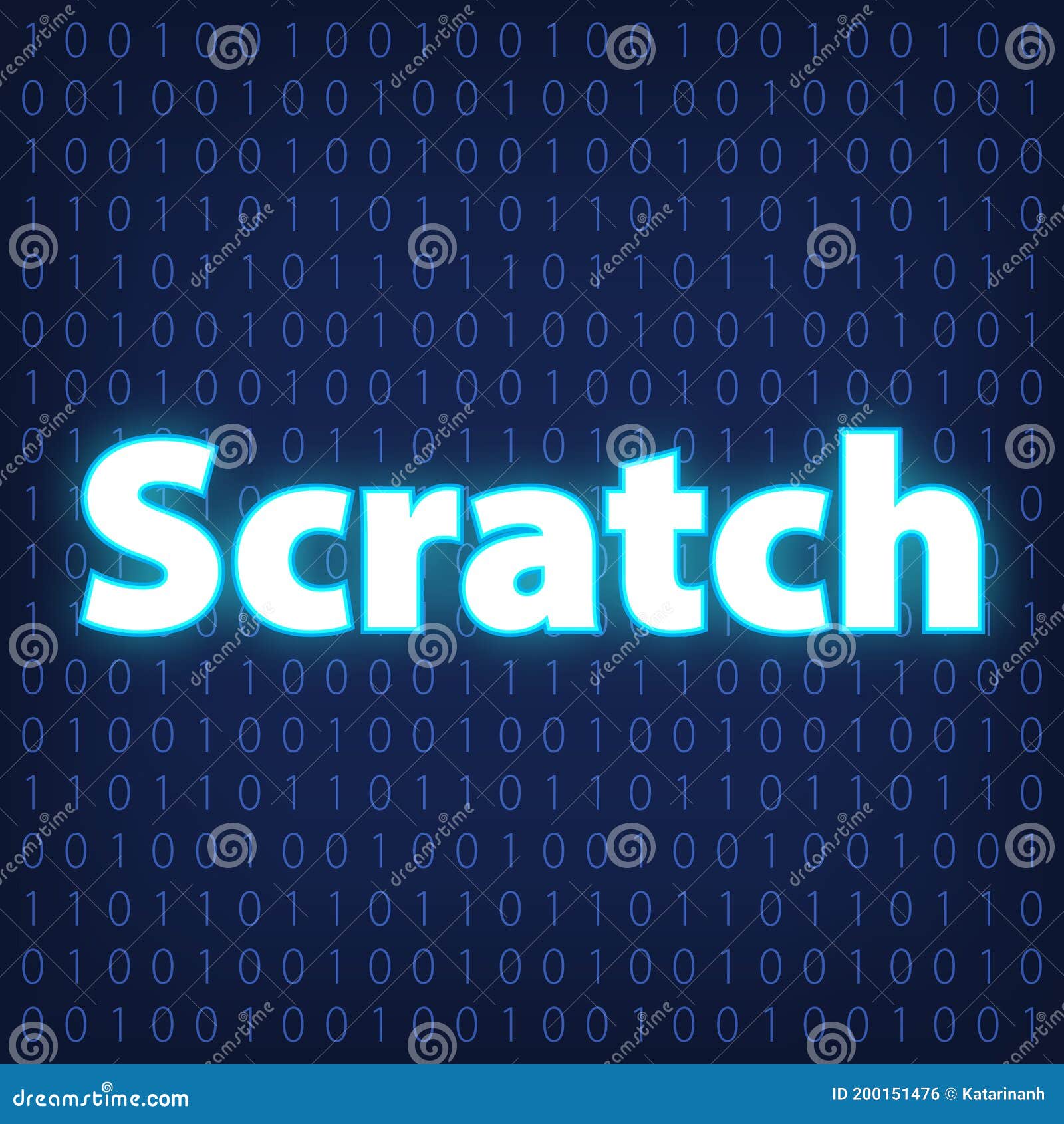 machine code languages in neon style. programming languages concept in blue.  language scratch on binary code background for your
