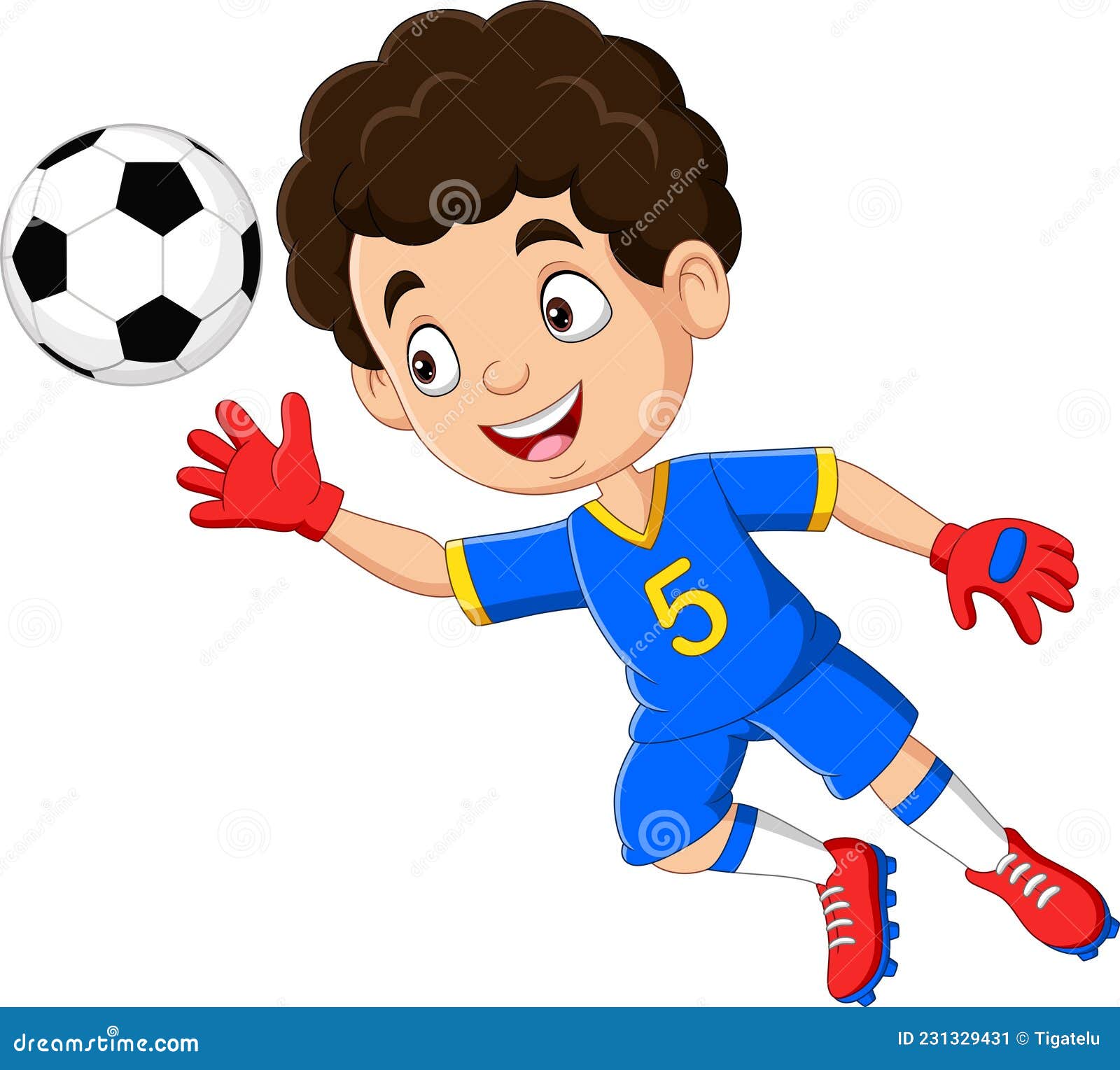 Soccer Goalkeeper Jumping To Catch Soccer Ball Stock Vector