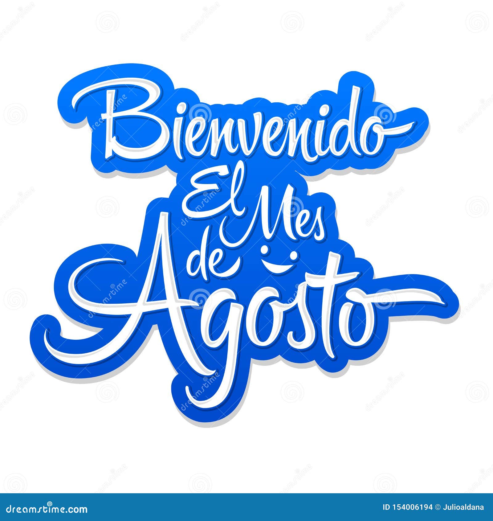 Bienvenido El Mes De Agosto Welcome August Spanish Text Vector