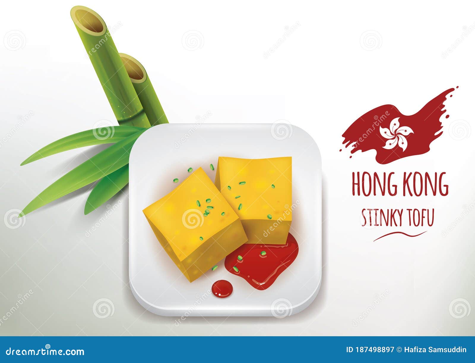 Stinky Tofu. Chinese Fermented Tofu Traditional Food Symbol Cartoon Illustration Vector