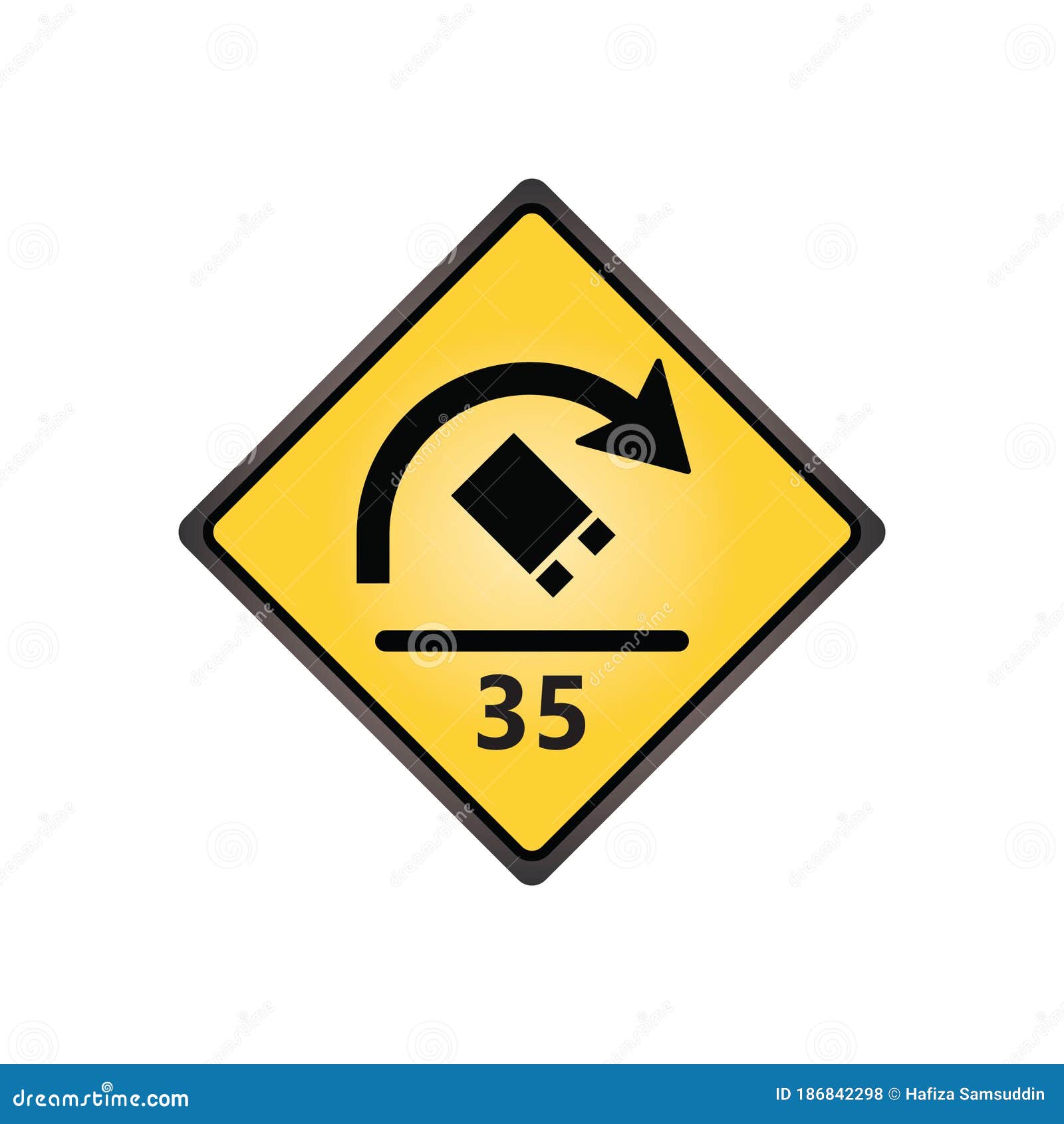 Truck Rollover Warning For Sharp Curves Sign Vector Illustration