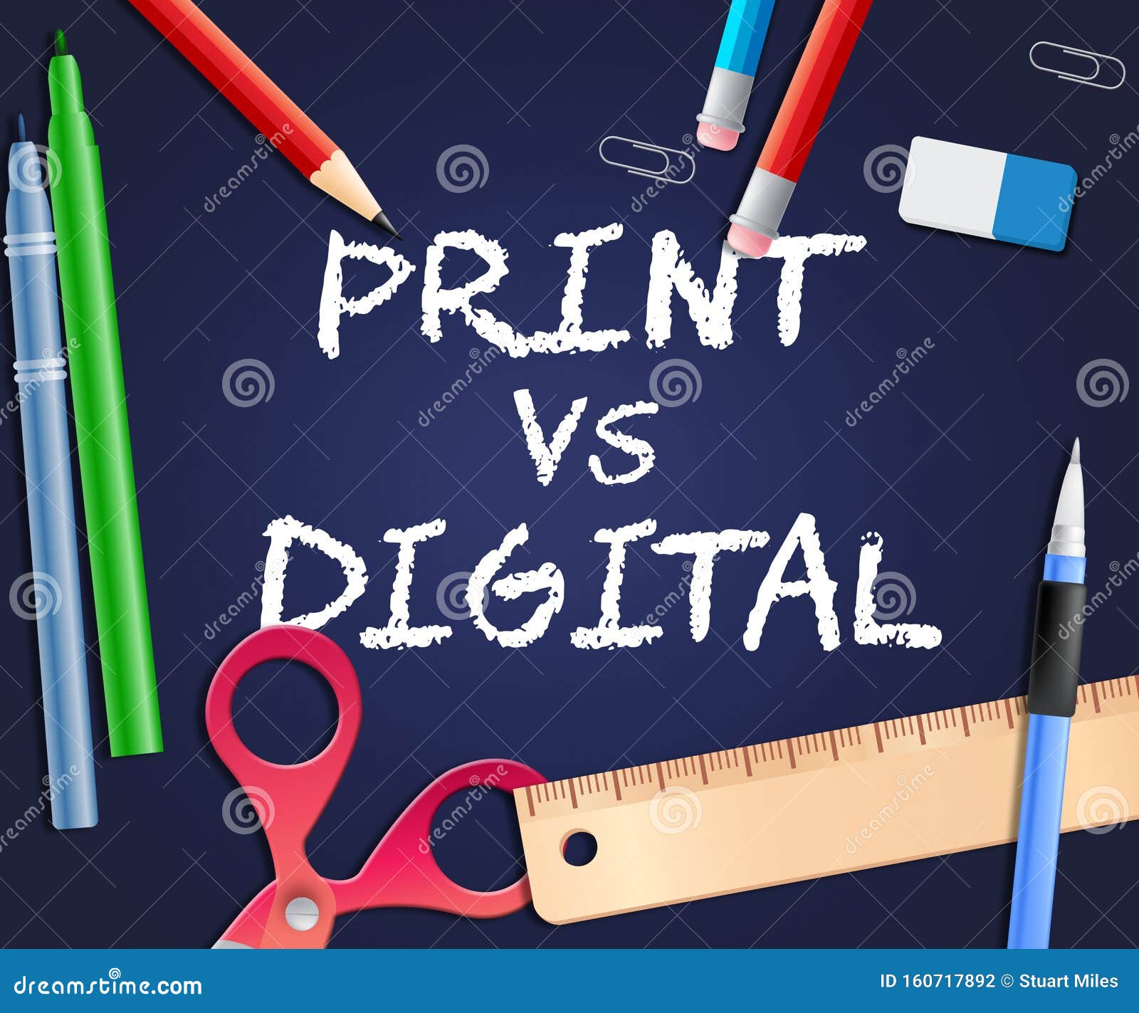 print vs digital words showing published brochure versus digital version - 3d 
