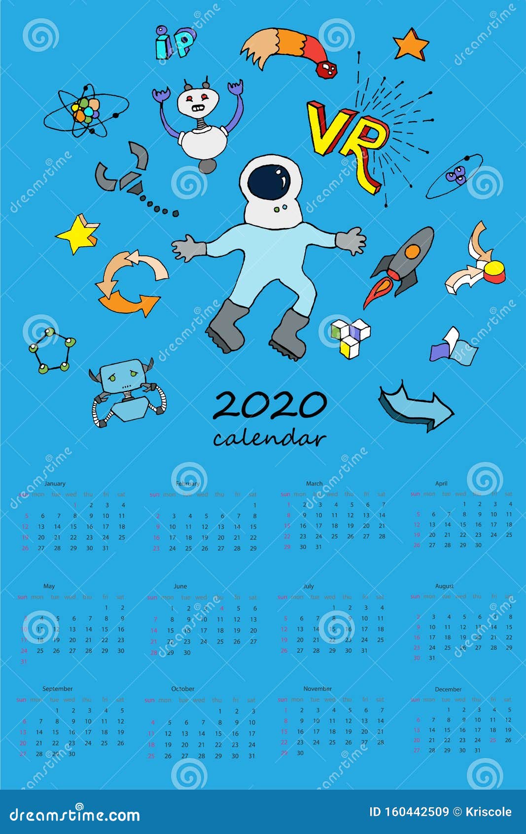 Print For Wall Calendar 2020 With STEM Set Of