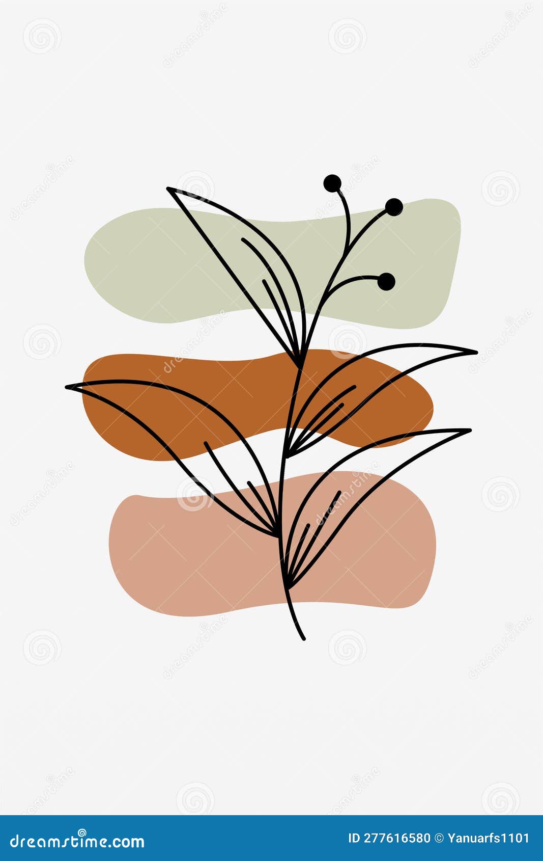 Printable Botanical Boho Shapes Wall Decor Stock Illustration