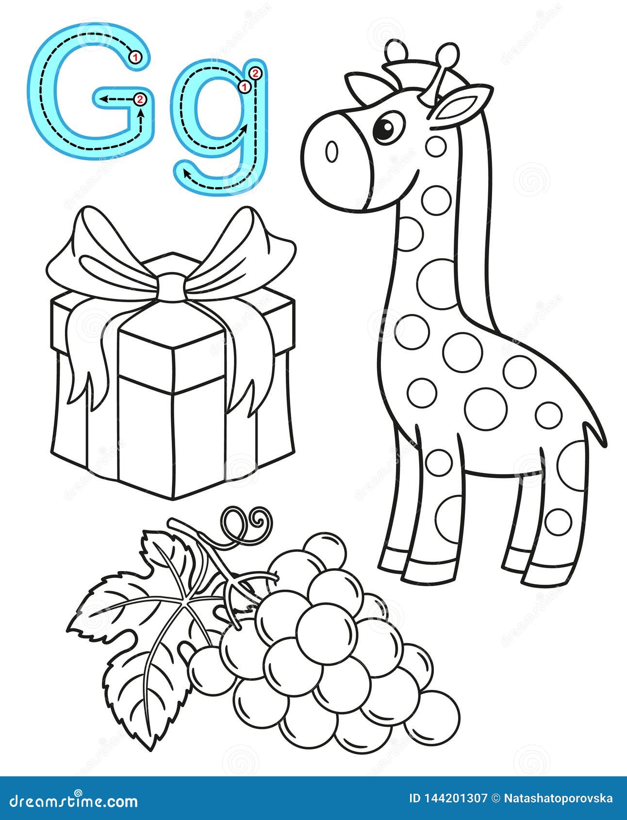 printable coloring page for kindergarten and preschool card for study english vector coloring book alphabet letter g gift stock vector illustration of elementary capital 144201307