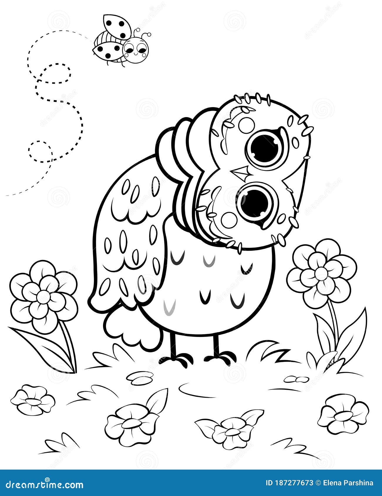 Printable Coloring Page Outline of Cute Cartoon Owl in the ...