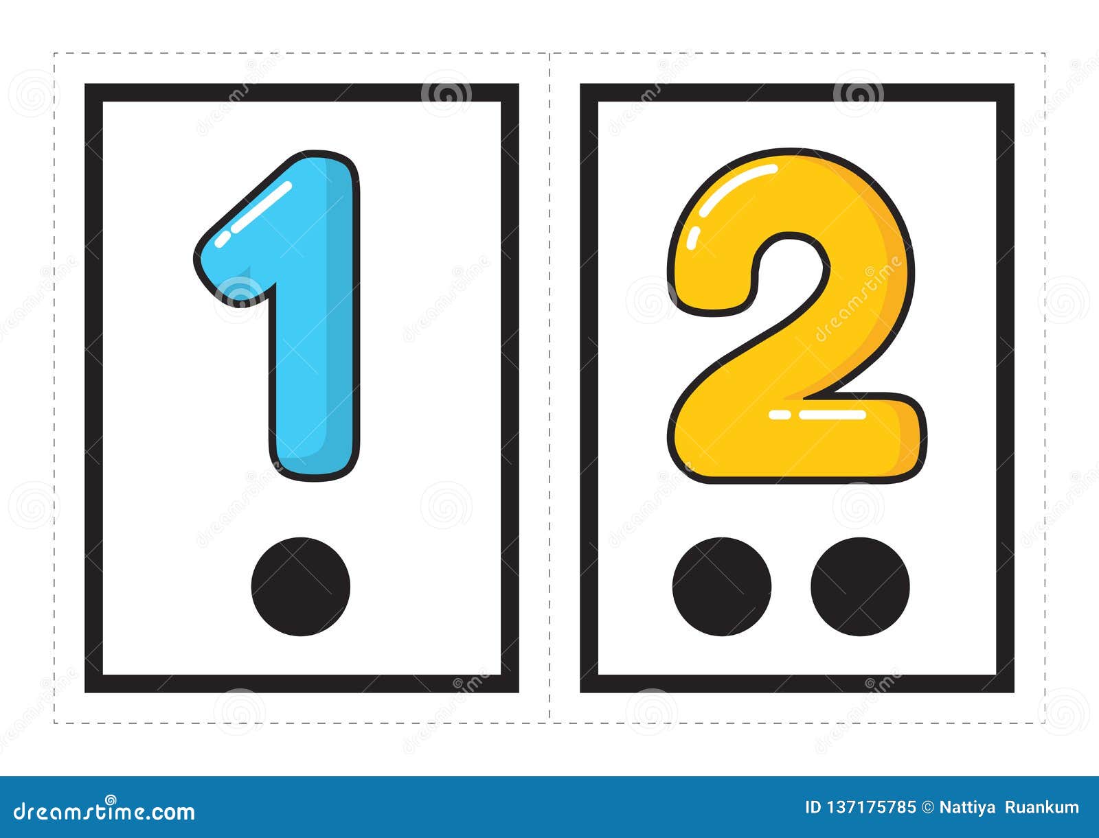 Printable Flash Card Collection For Numbers With The Corresponding Number Of Dots Arranged In Groups For Preschool Kindergarten Stock Vector Illustration Of Clip Clipart 137175785